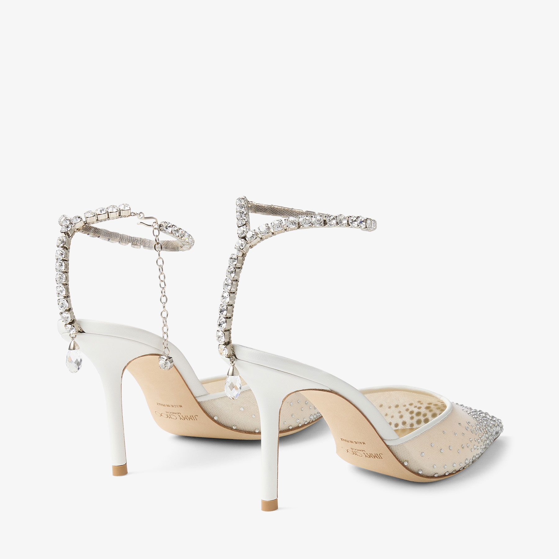 Saeda 85 | White Crystal Mesh Pumps | JIMMY CHOO