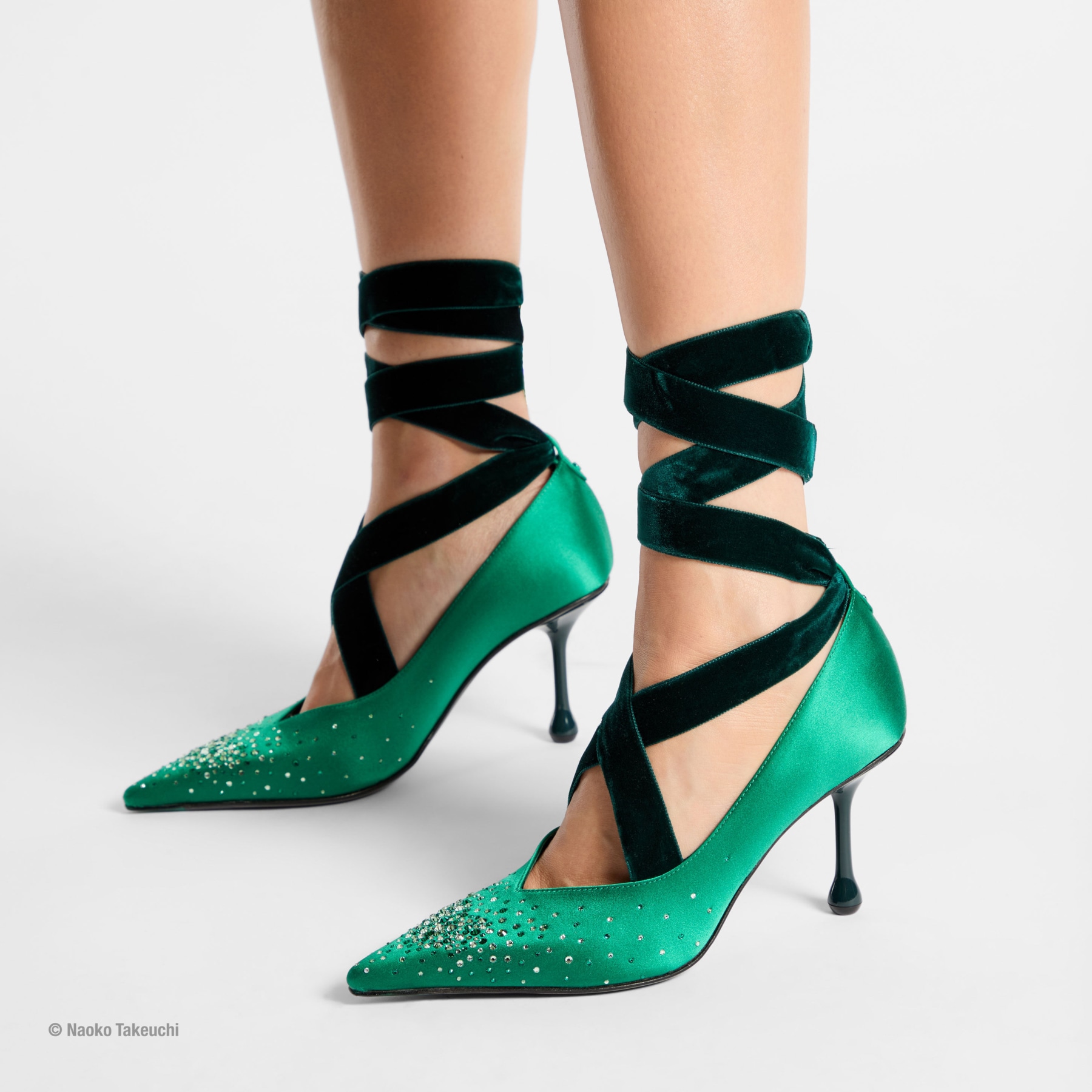 Sailor Neptune Pump 80 | Emerald Green Crystal Satin Shoe | JIMMY CHOO 