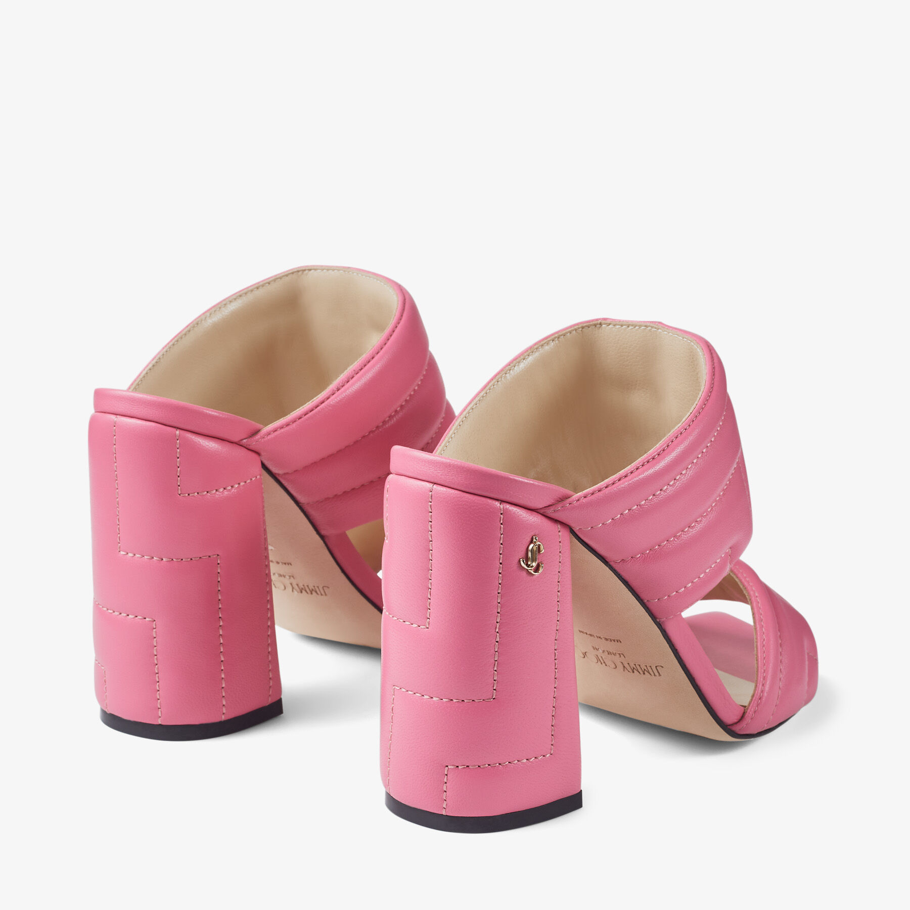 目立つピンク★Jimmy Choo THEMIS100 キルト ミュール CandyPink 目立つピンク☆Jimmy Choo THEMIS100 キルト ミュール CandyPink