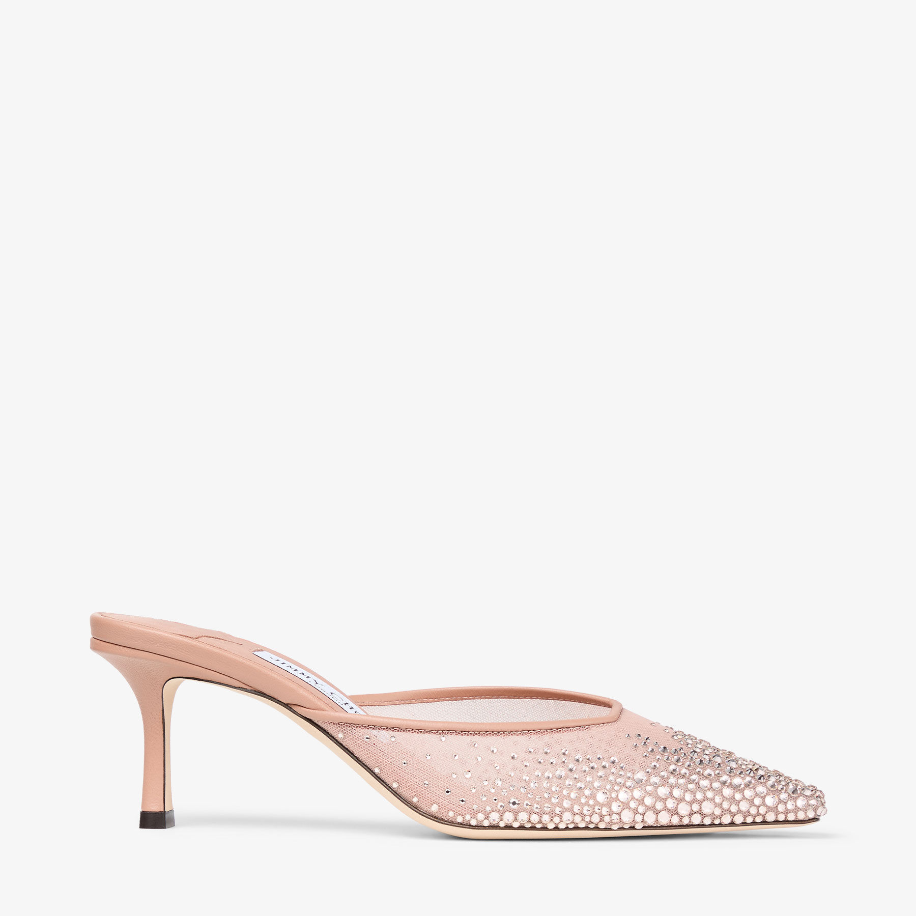 Vivi 65 | Pink Crystal Mesh Mules | JIMMY CHOO