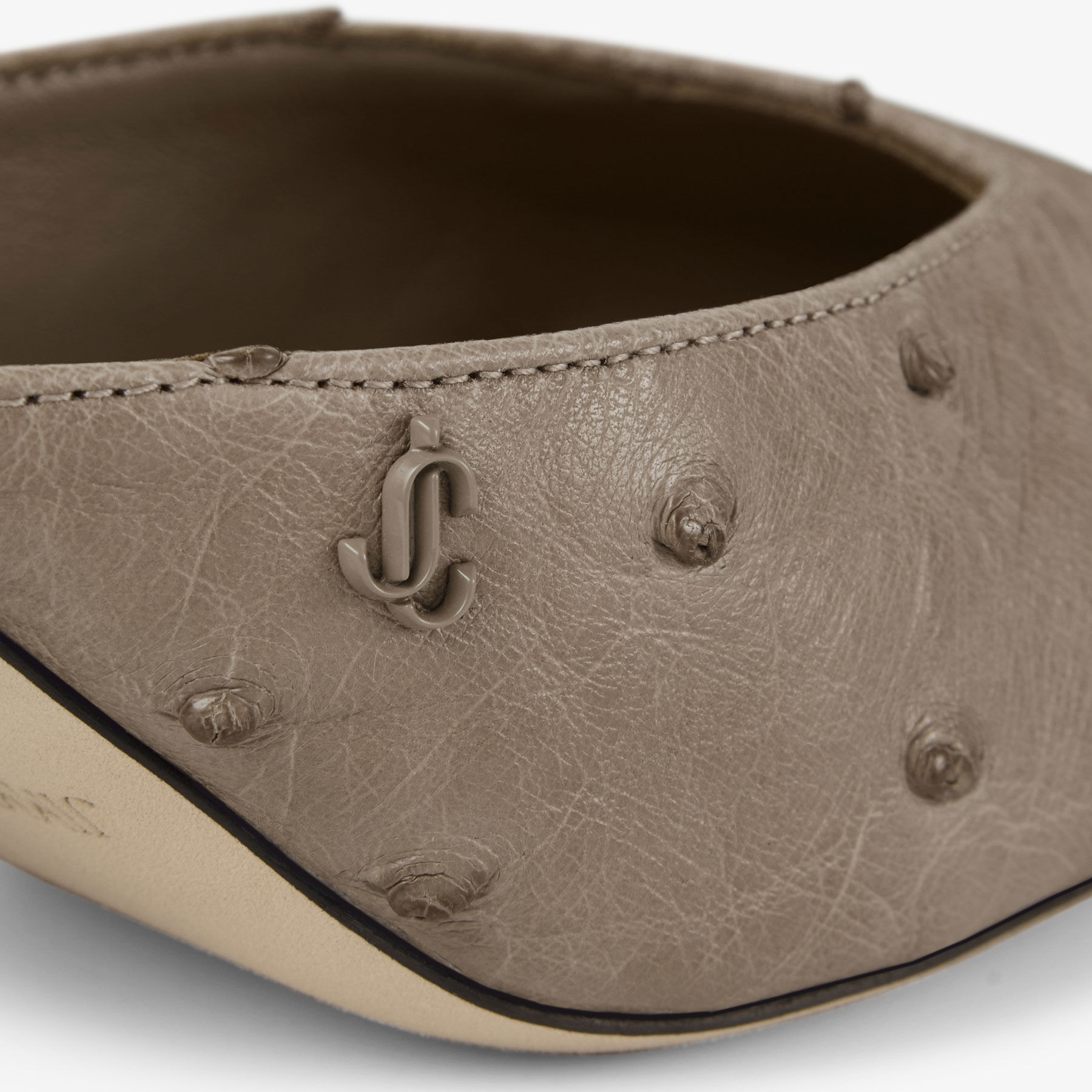 Vivi 65 | Taupe Ostrich Leather Mules | JIMMY CHOO
