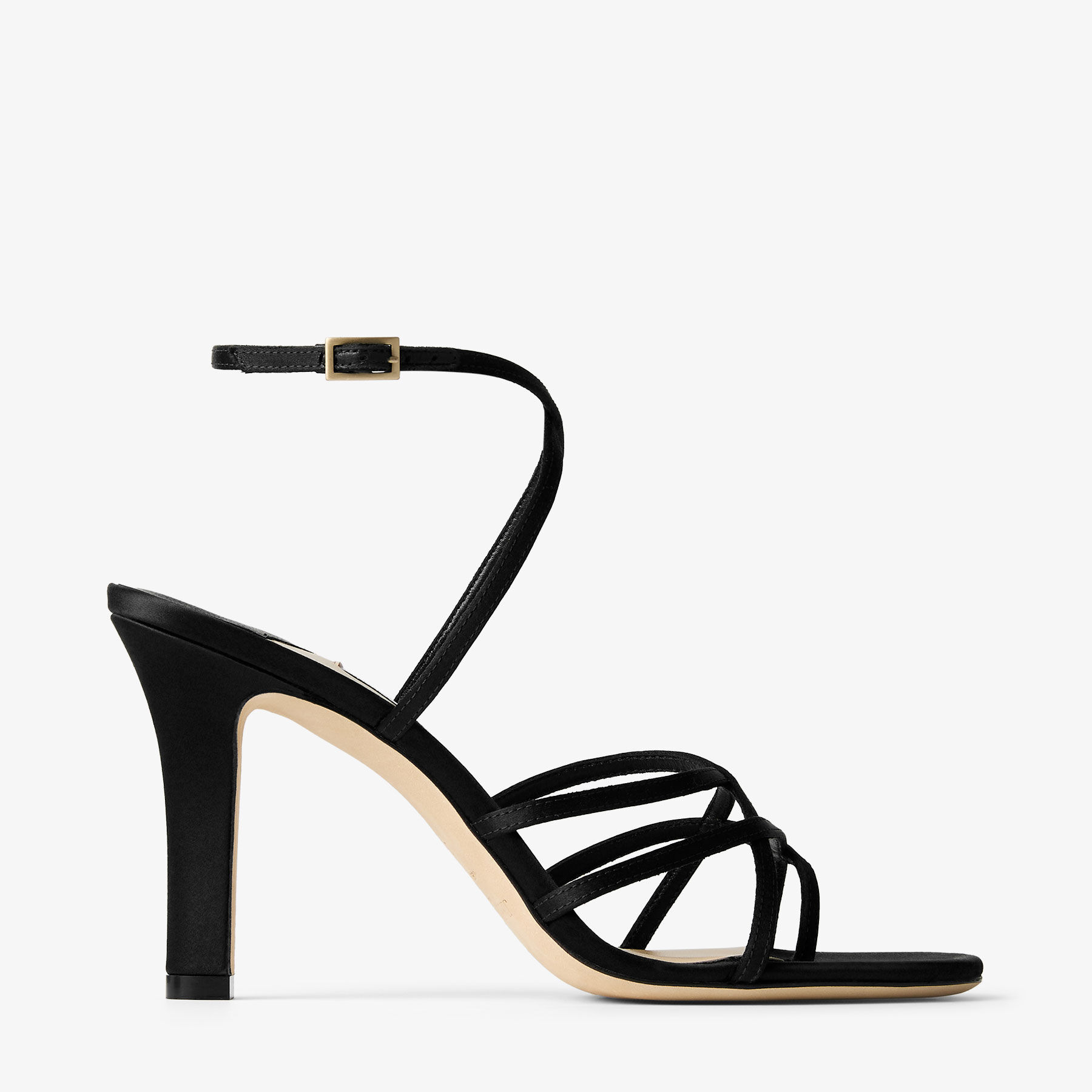 JIMMY CHOO ブラック ストラップサンダル 35 Strappy | Black Satin Sandal | JIMMY CHOO
