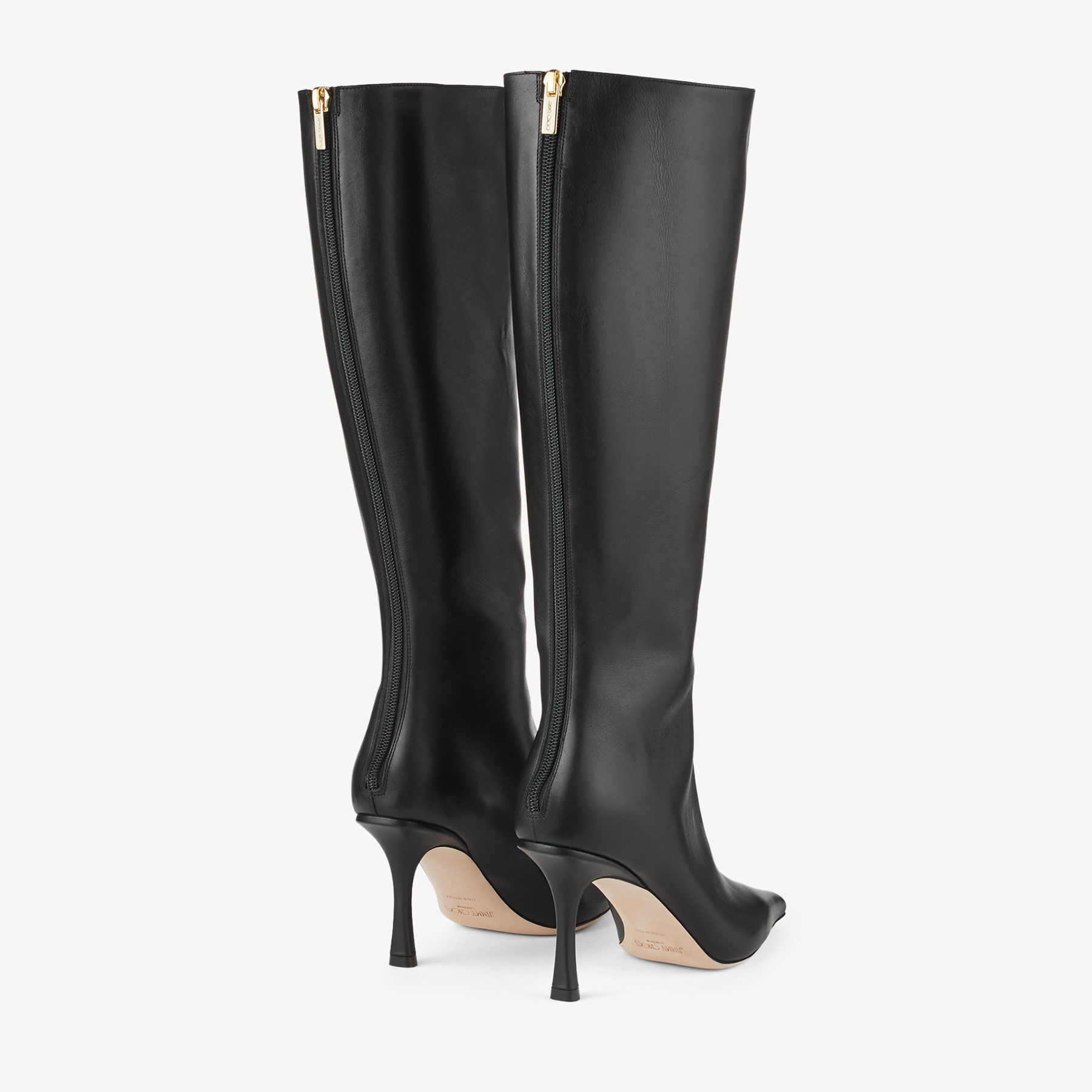 AGATHE KB 85 | Black Calf Leather Knee-High Boots | Autumn