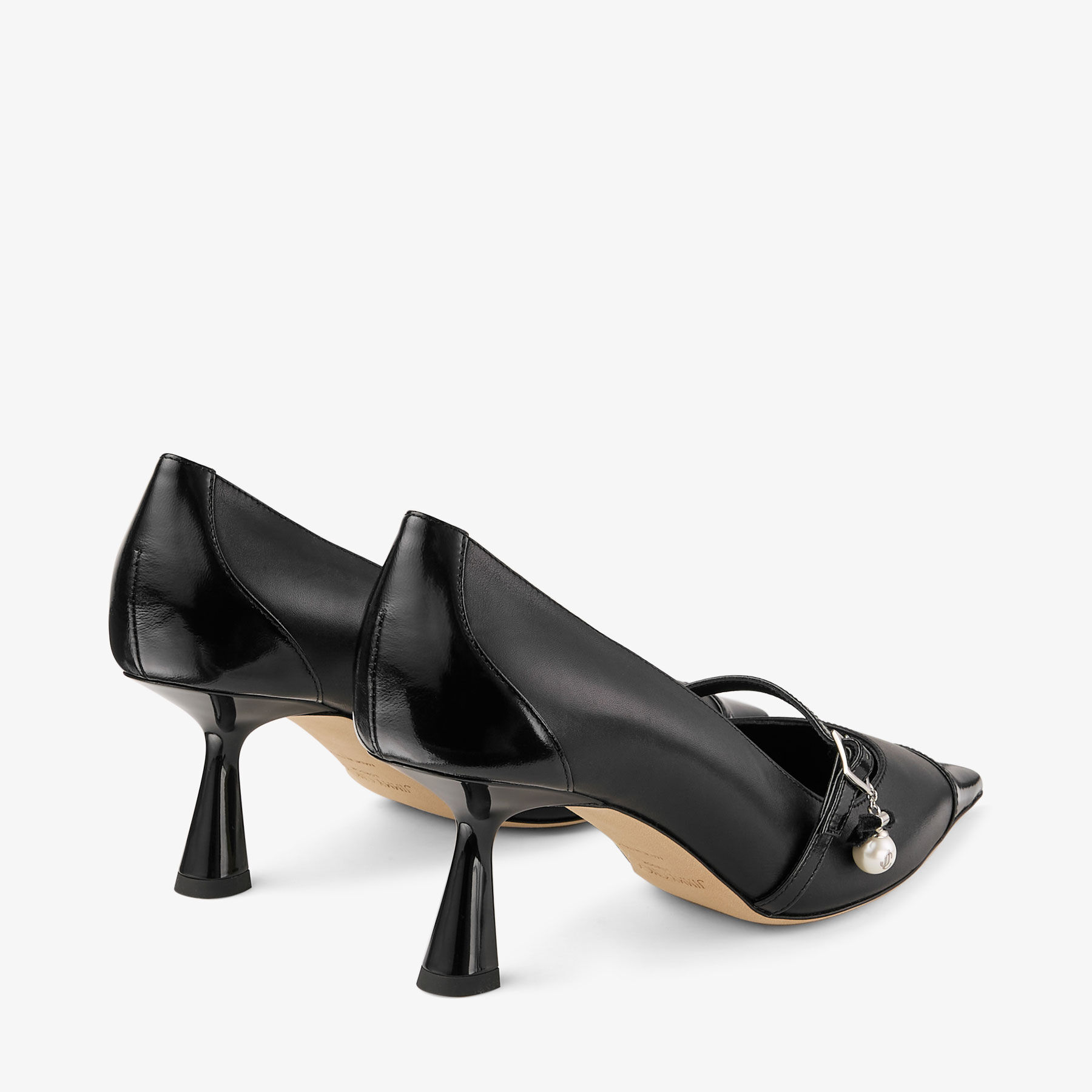cc pump 65 black transparent fabric lambskin