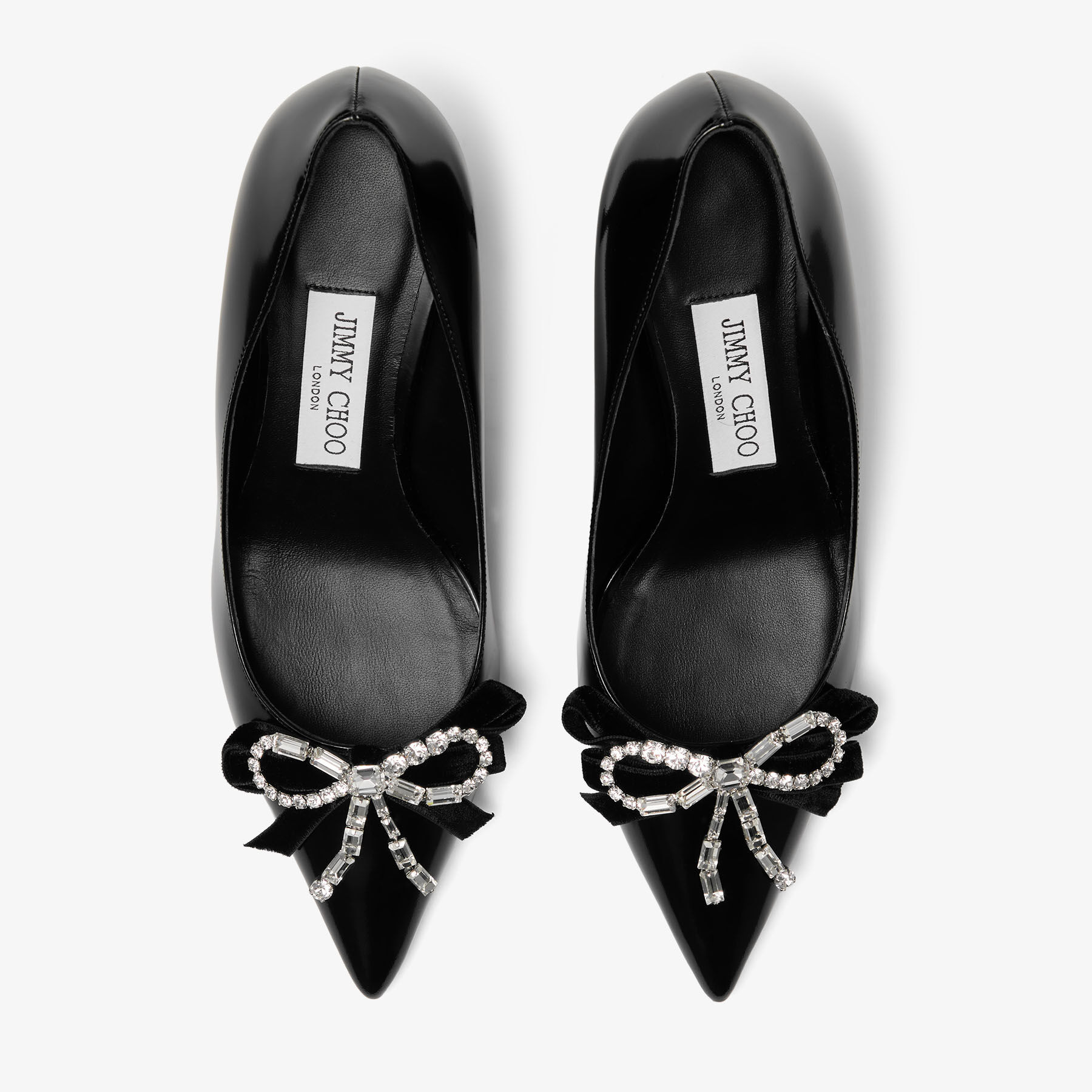 【Yuukaさん専用】JIMMY CHOO ブラックフラットシューズ 37 Auria 70 | Black Soft Spazzolato Pumps with Velvet and Crystal Bow
