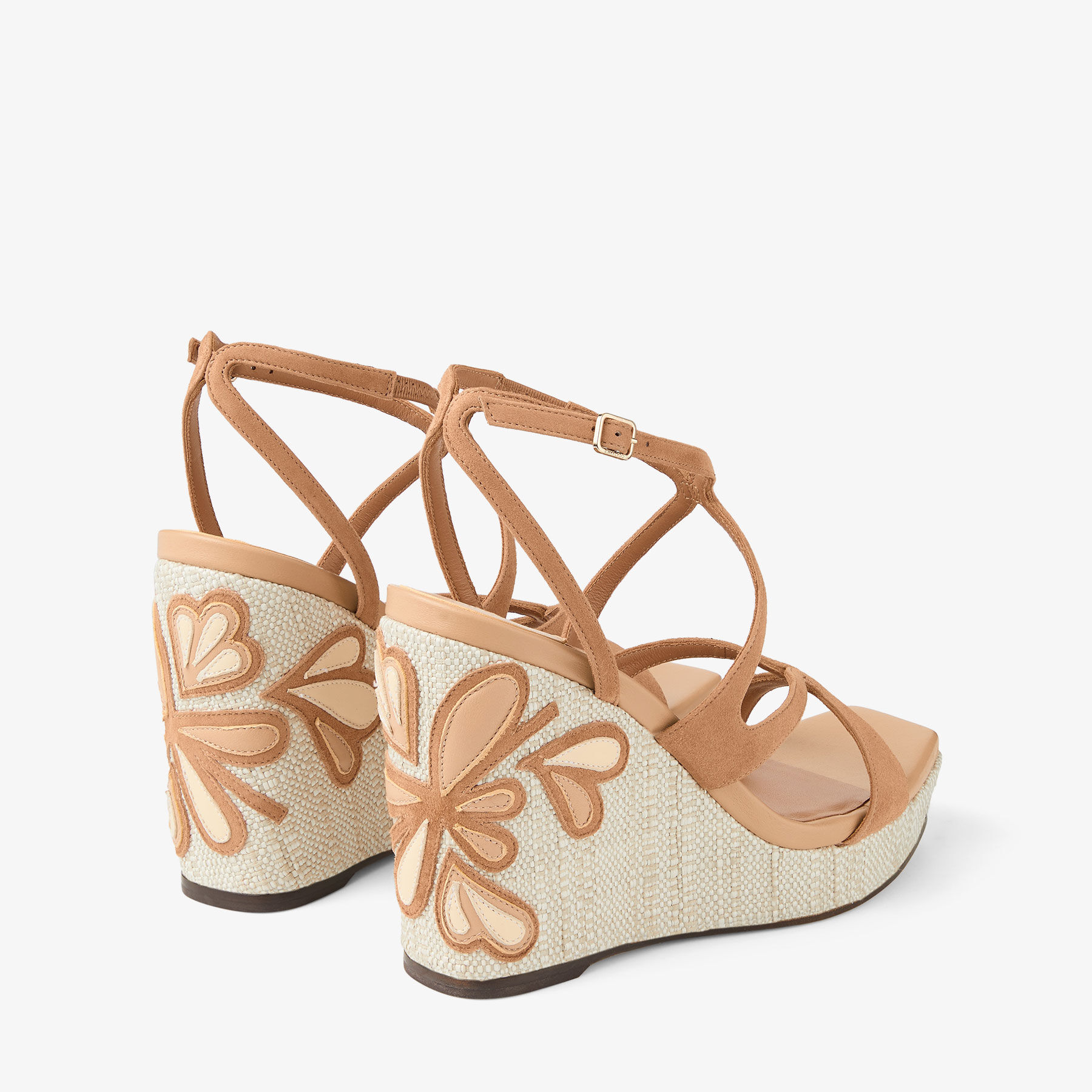 Ayla 110 | Toffee and Natural Mix Suede and Nappa Leather Wedges