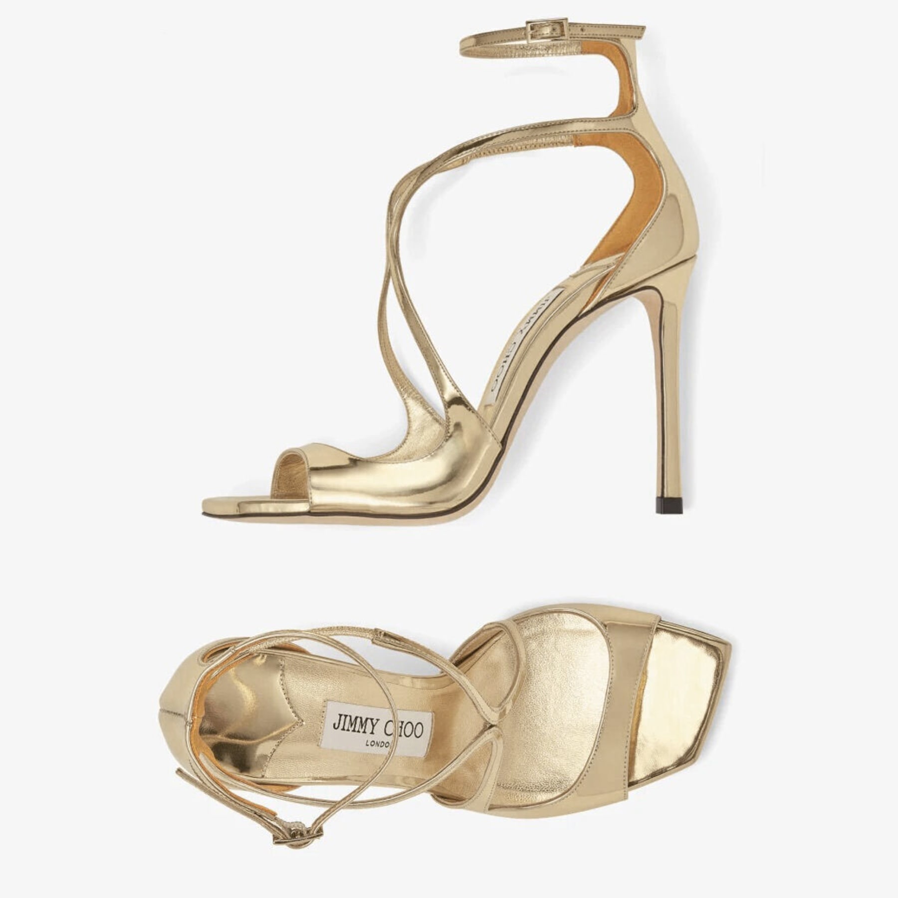 Gold Liquid Metal Leather Sandals | AZIA 110 | Autumn 2022