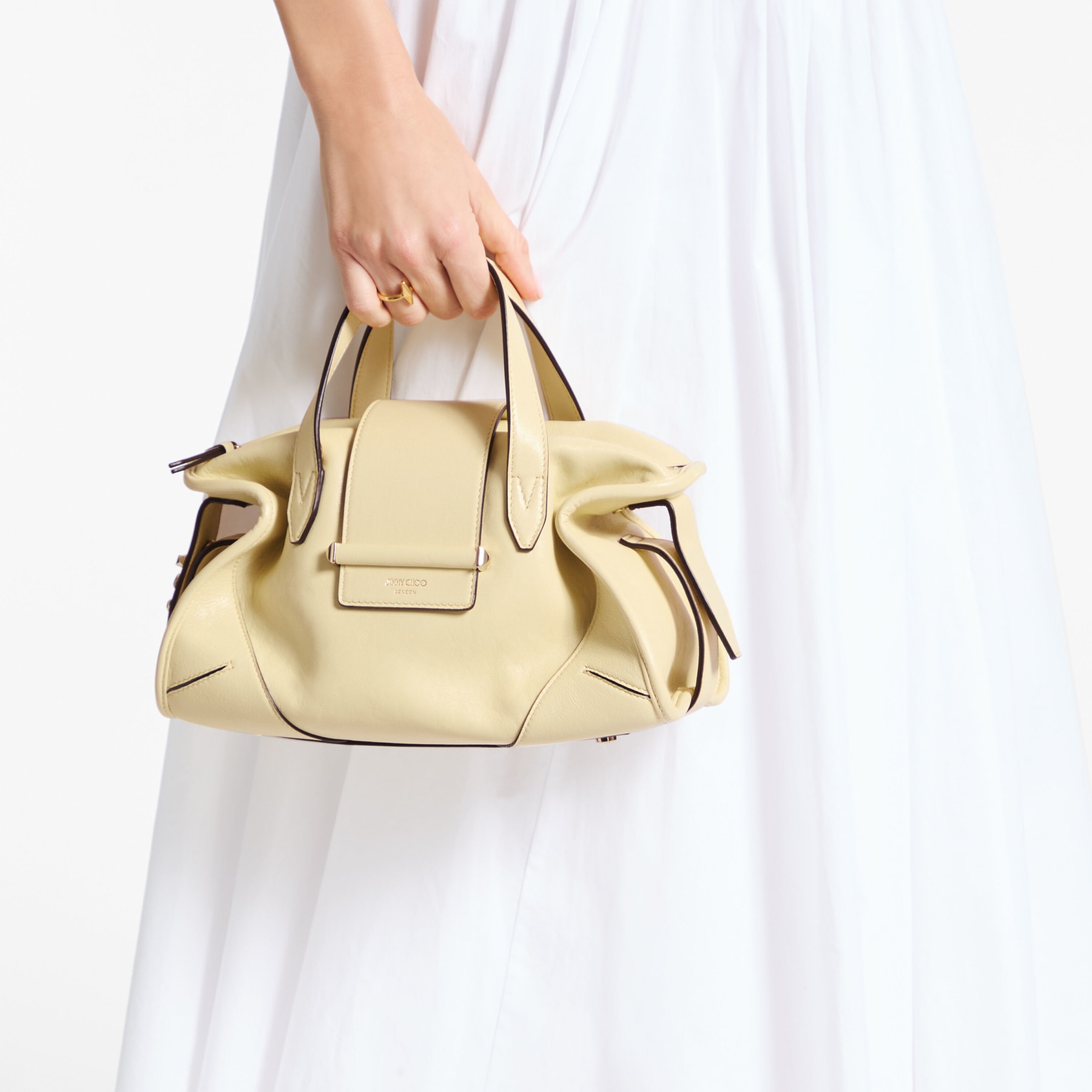 Bar Holdall Small | Buttermilk Biker Leather Holdall Bag | JIMMY CHOO