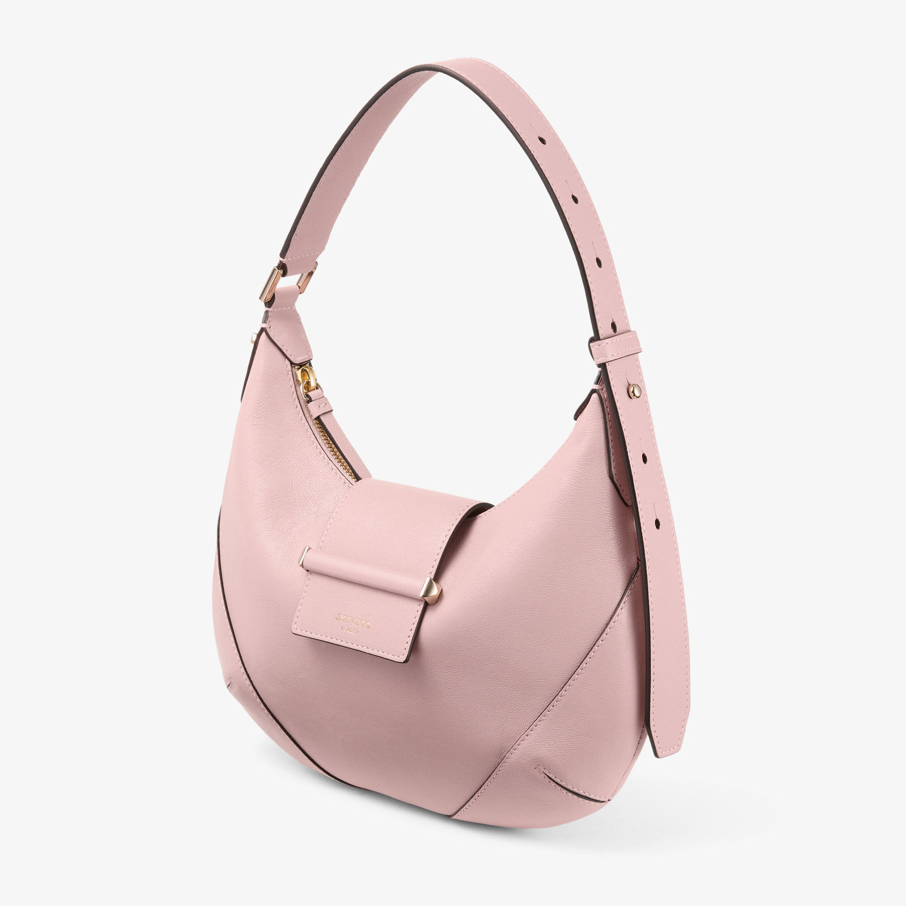 Bar Hobo Small | Rose Biker Leather Shoulder Bag | JIMMY CHOO