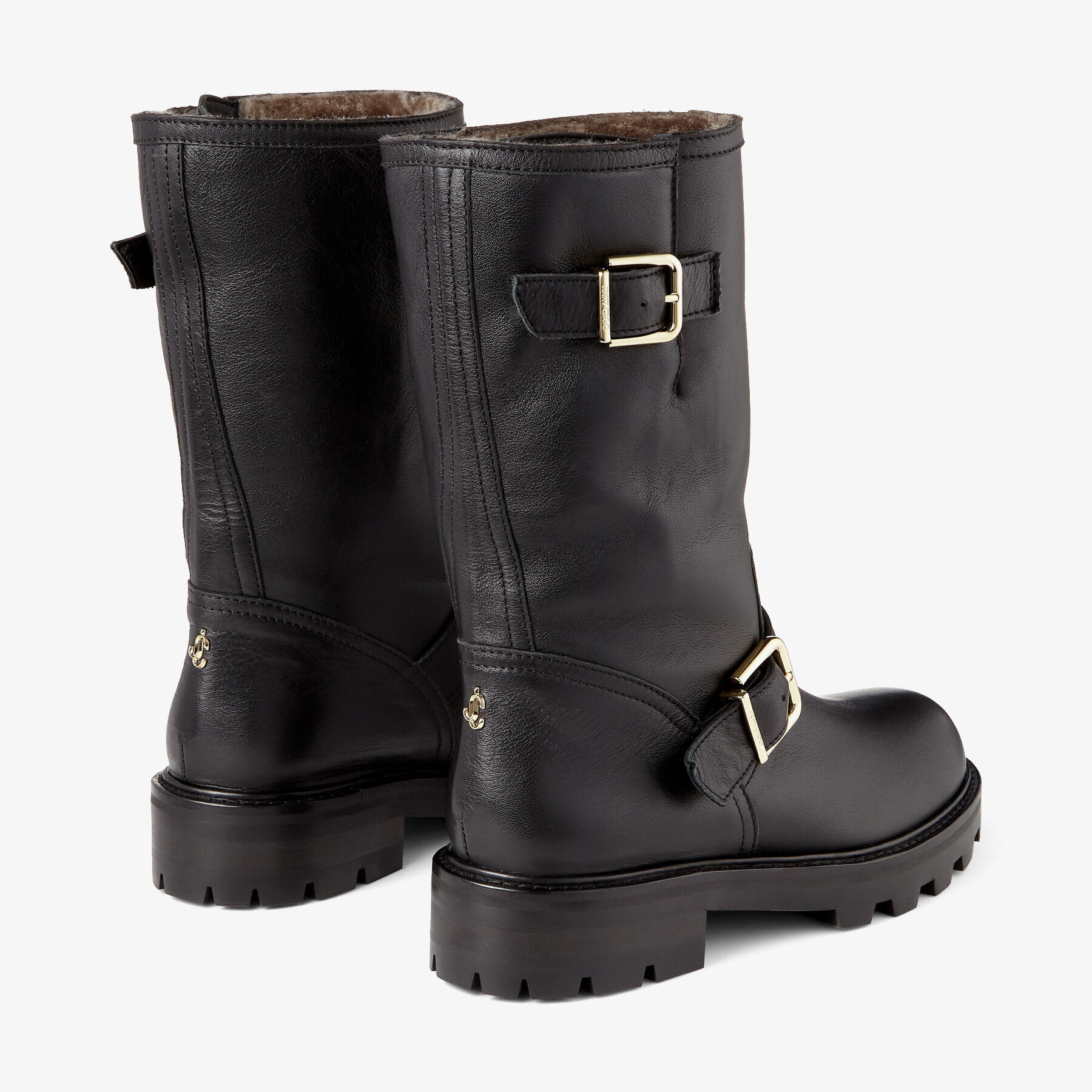 Black Smooth Leather Biker Boots with Shearling Lining|BIKER II |Cruise ...
