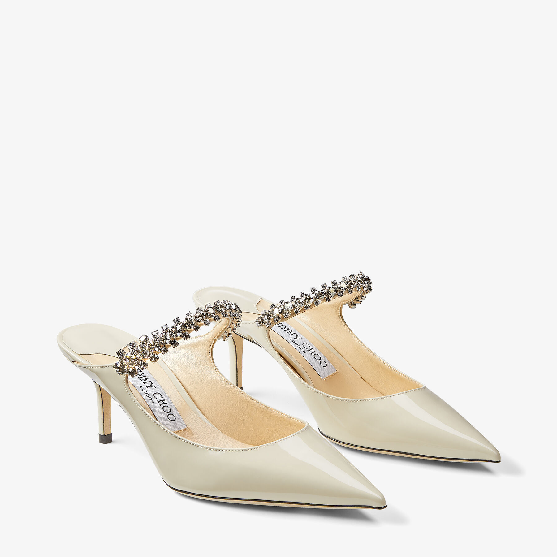 Linen Patent Leather Mules with Crystal Strap | BING 65 | Cruise 