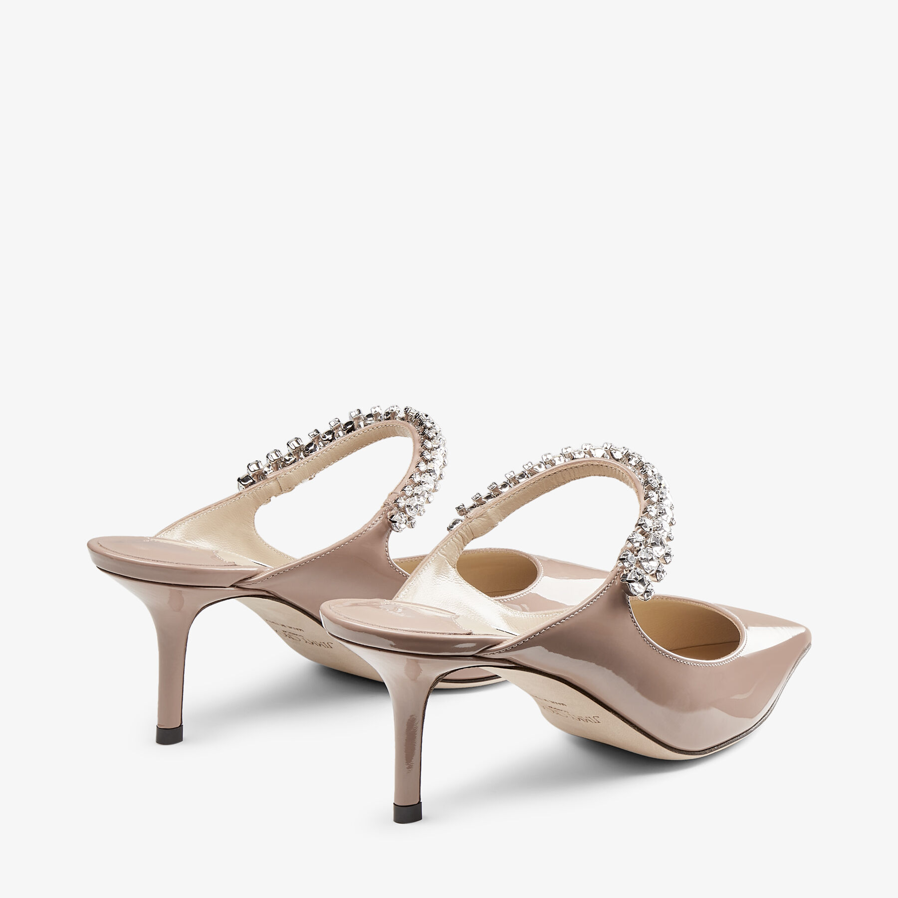 Bing 65 | Ballet Pink Patent Leather Mules with Crystal Strap