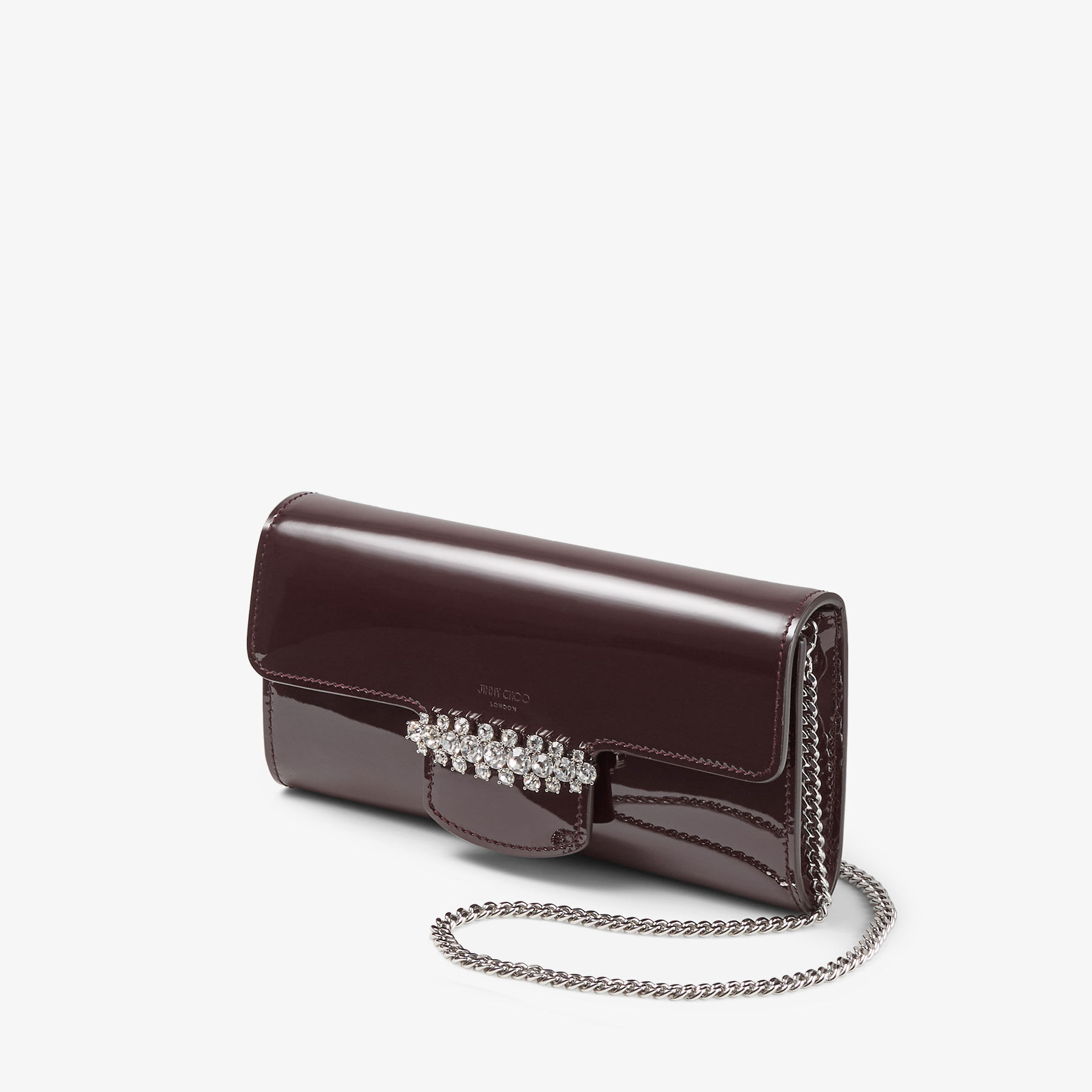 Bing Wallet Chain | Deep Merlot Soft Patent Leather Mini Bag with ...