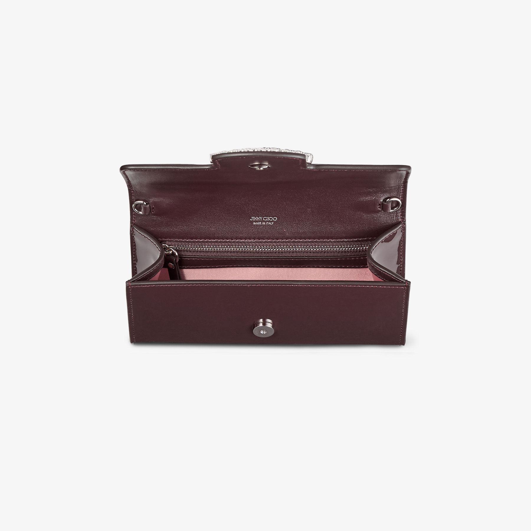 Bing Wallet Chain | Deep Merlot Soft Patent Leather Mini Bag with ...