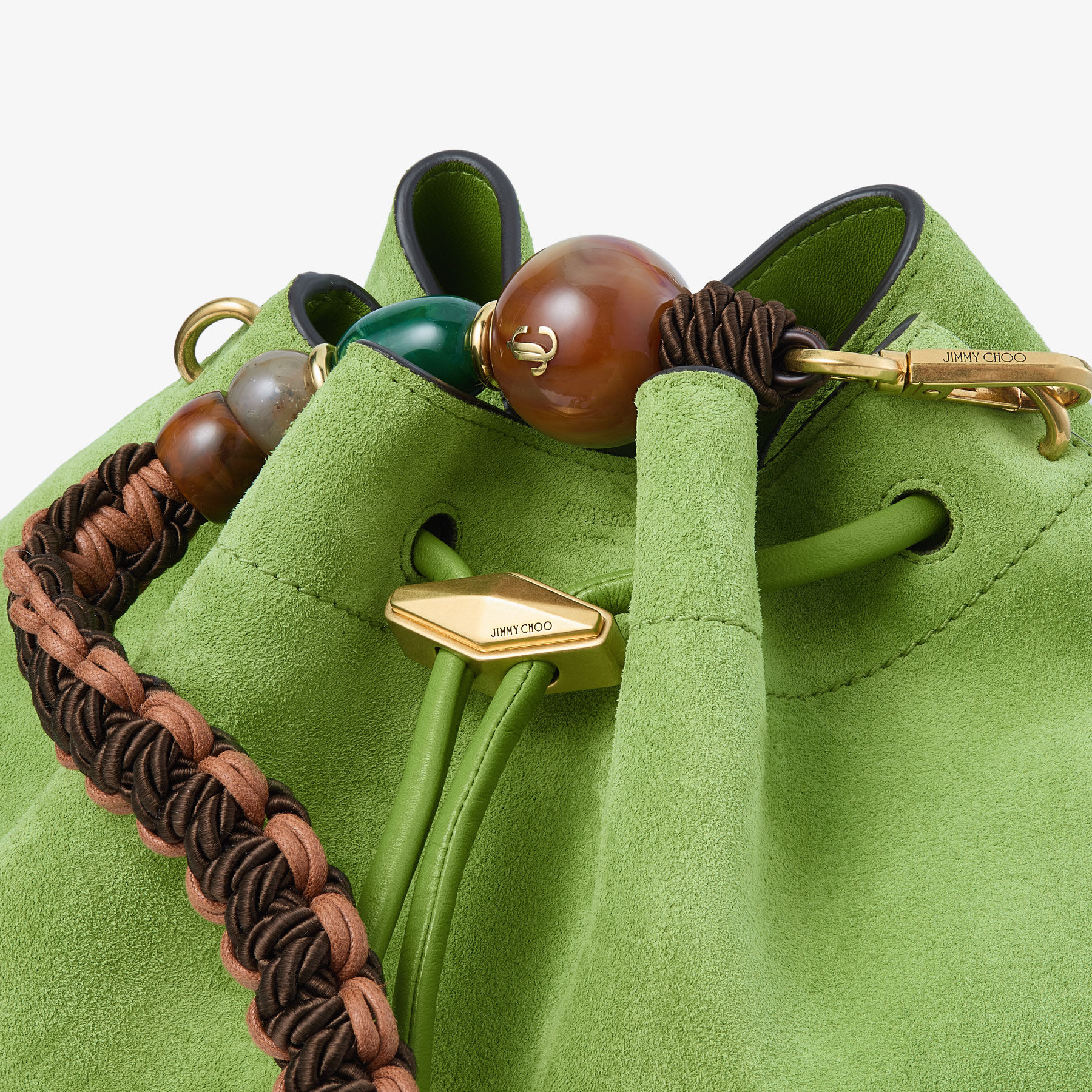 Cinch Medium | Clover Suede Shoulder Bag with Braided Bead Strap