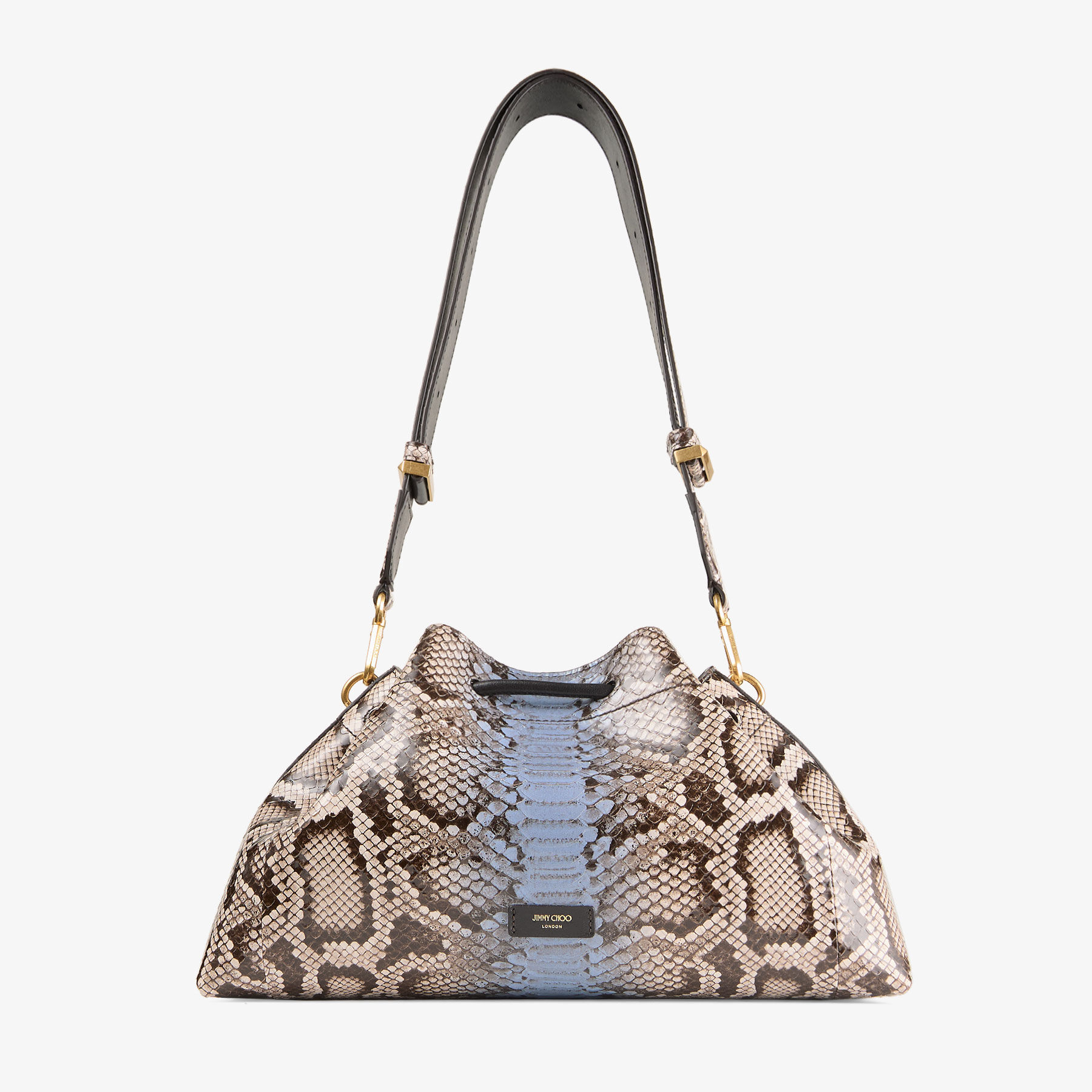 Cinch M | Blue Haze Striped Python Printed Leather Bucket Bag