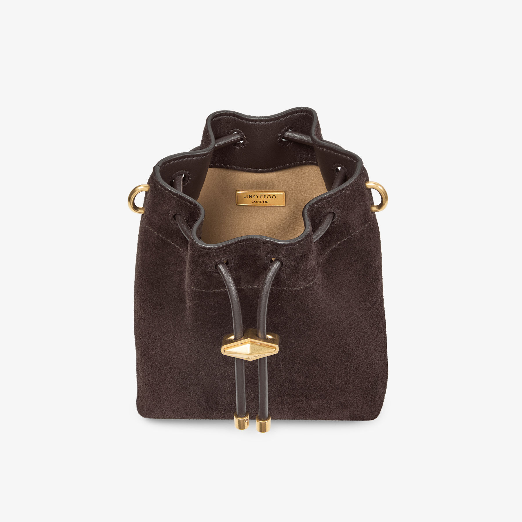 Cinch North-South Mini | Coffee Suede Mini Bag | JIMMY CHOO