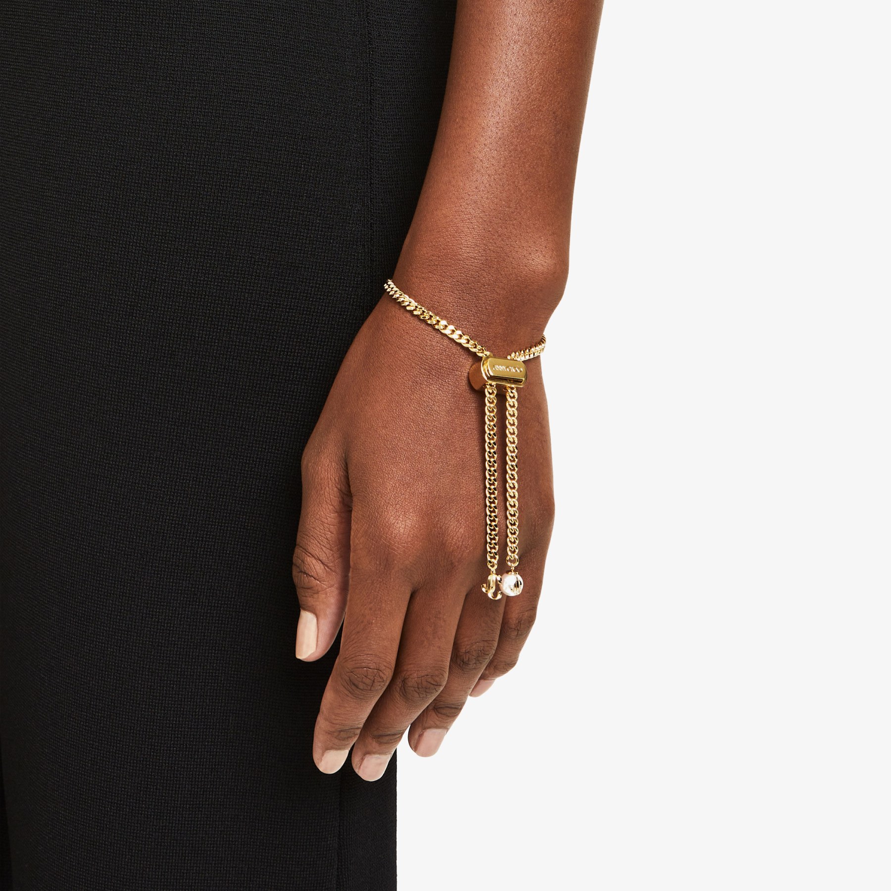 Gold-Finish Metal Bracelet with Pearl and JC Charm | Bon Bon Bracelet ...