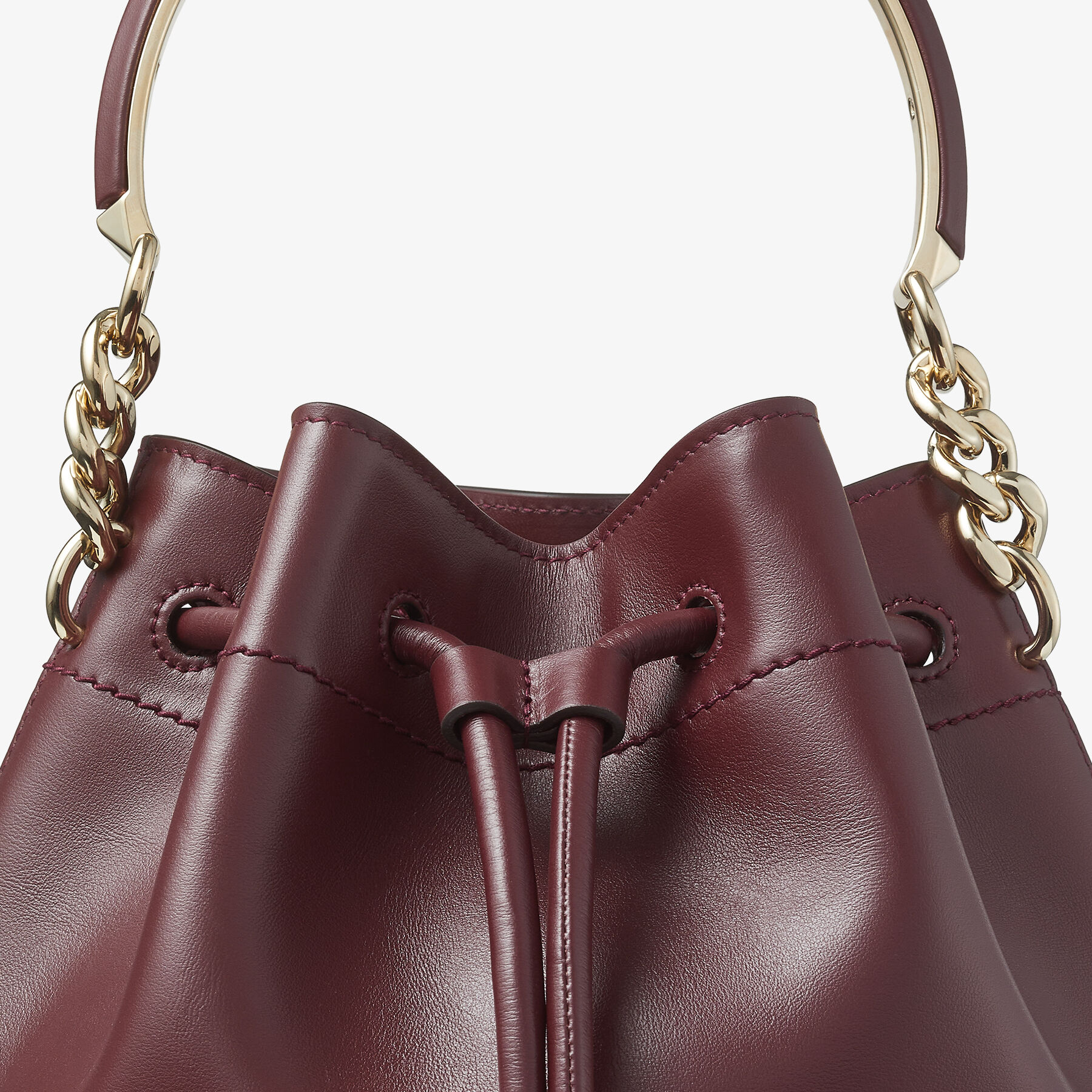 Burgundy Soft Shiny Smooth Calf Leather Bucket Bag | BON BON BUCKET ...