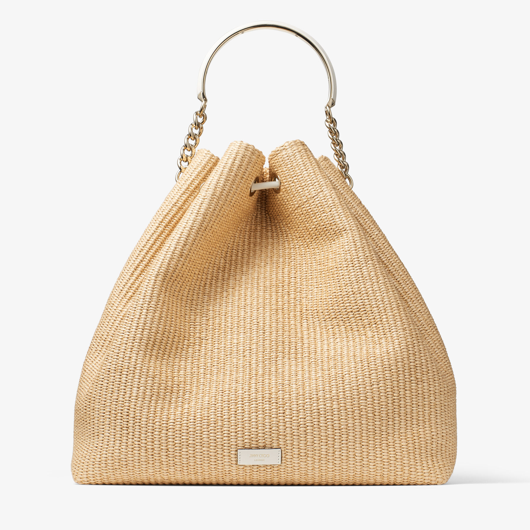 Natural Raffia and Smooth Leather Bucket Bag| BON BON | Beach ...
