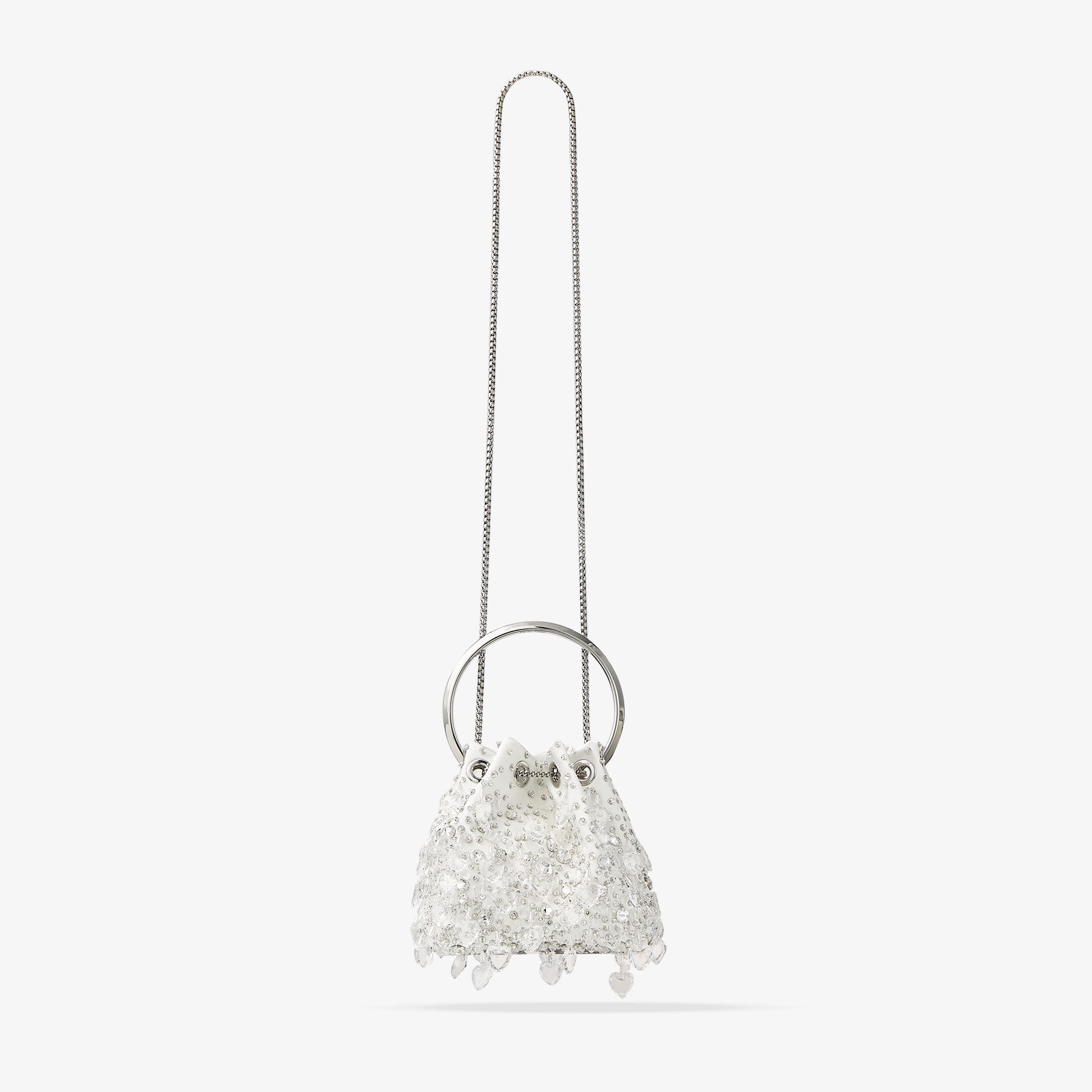 Bon Bon|Latte/Silver Satin Crystal Bag| JIMMY CHOO