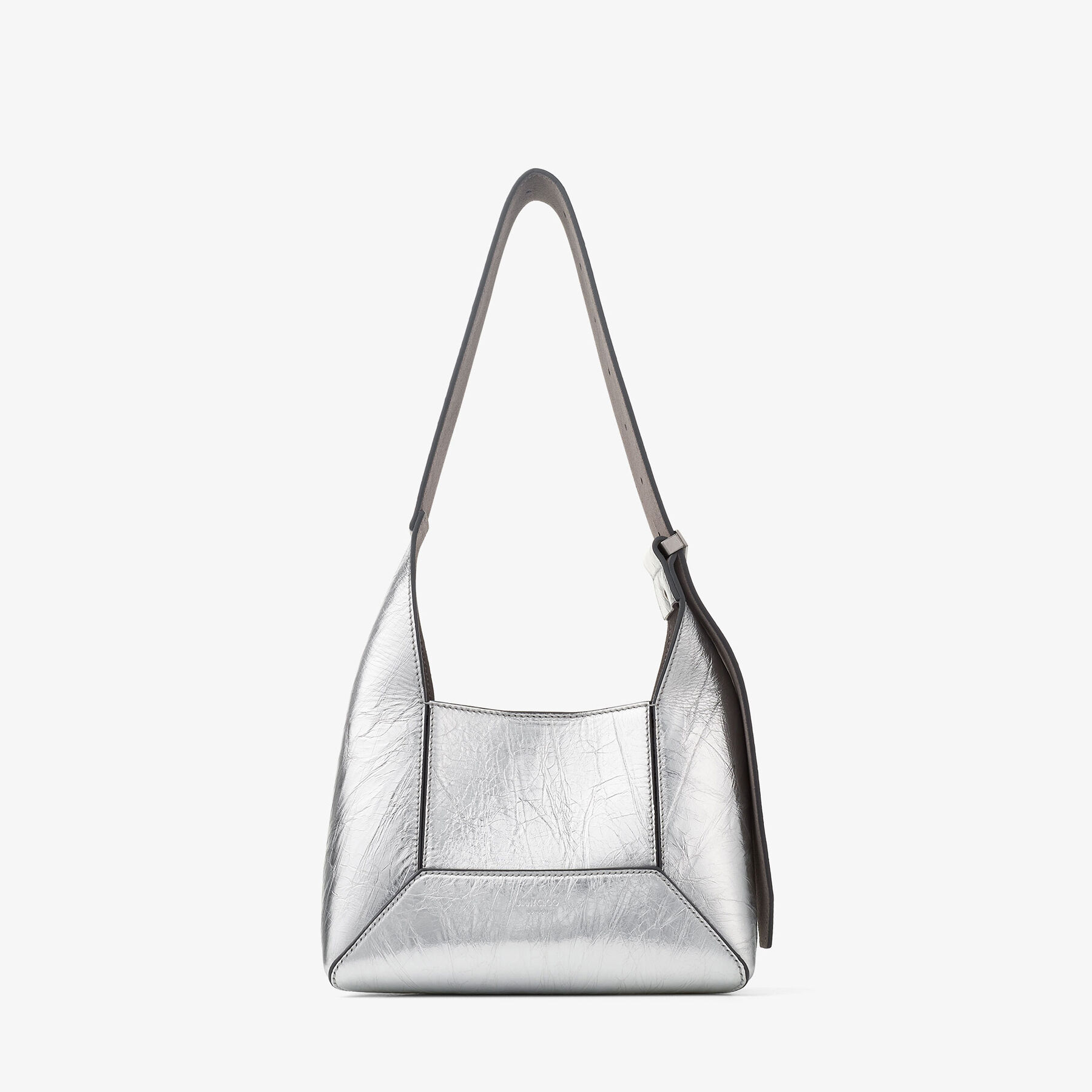 Diamond Hobo/S | Silver Vintage Metallic Leather Shoulder Bag