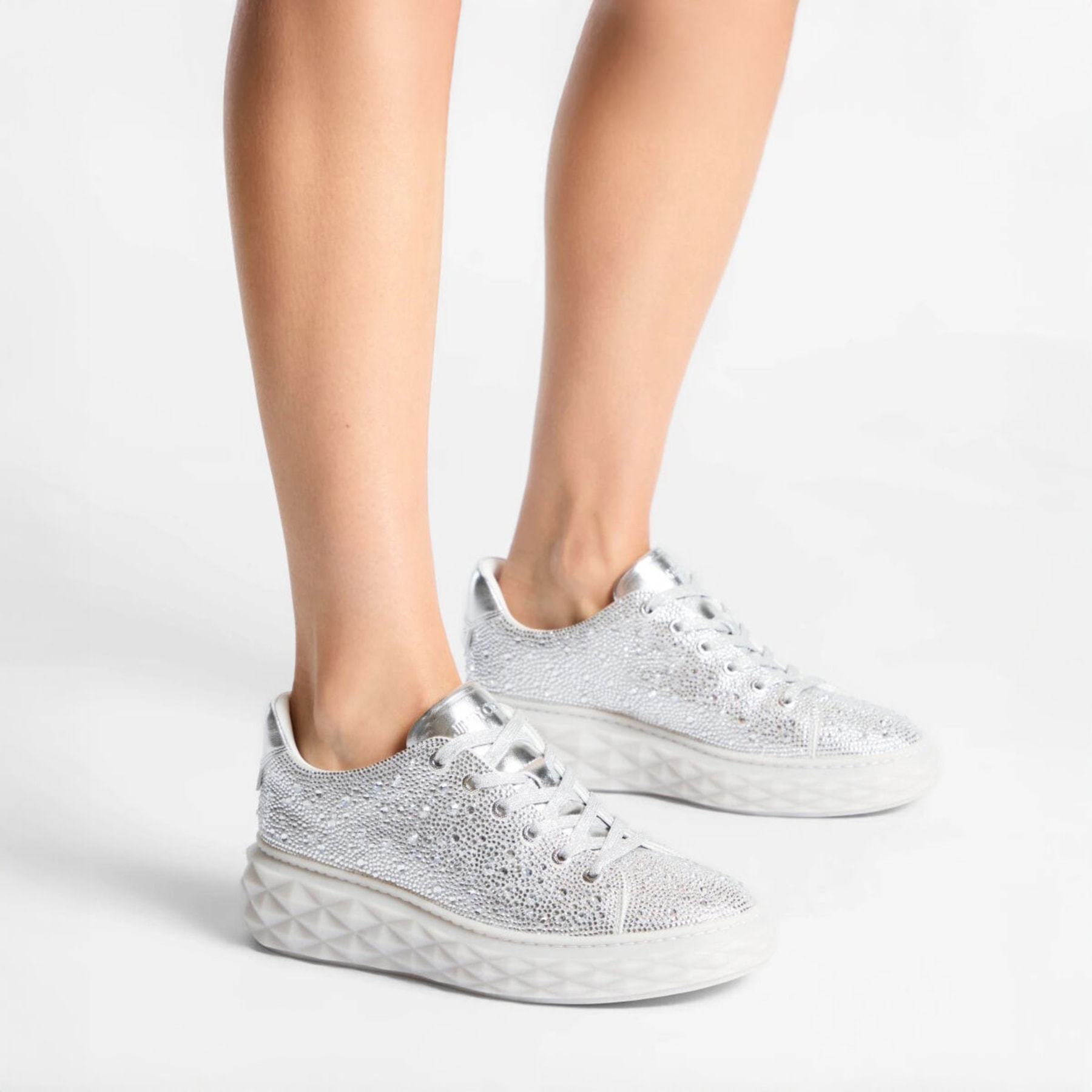 DIAMOND LIGHT MAXI/F | White Nappa Leather Low-Top Trainers
