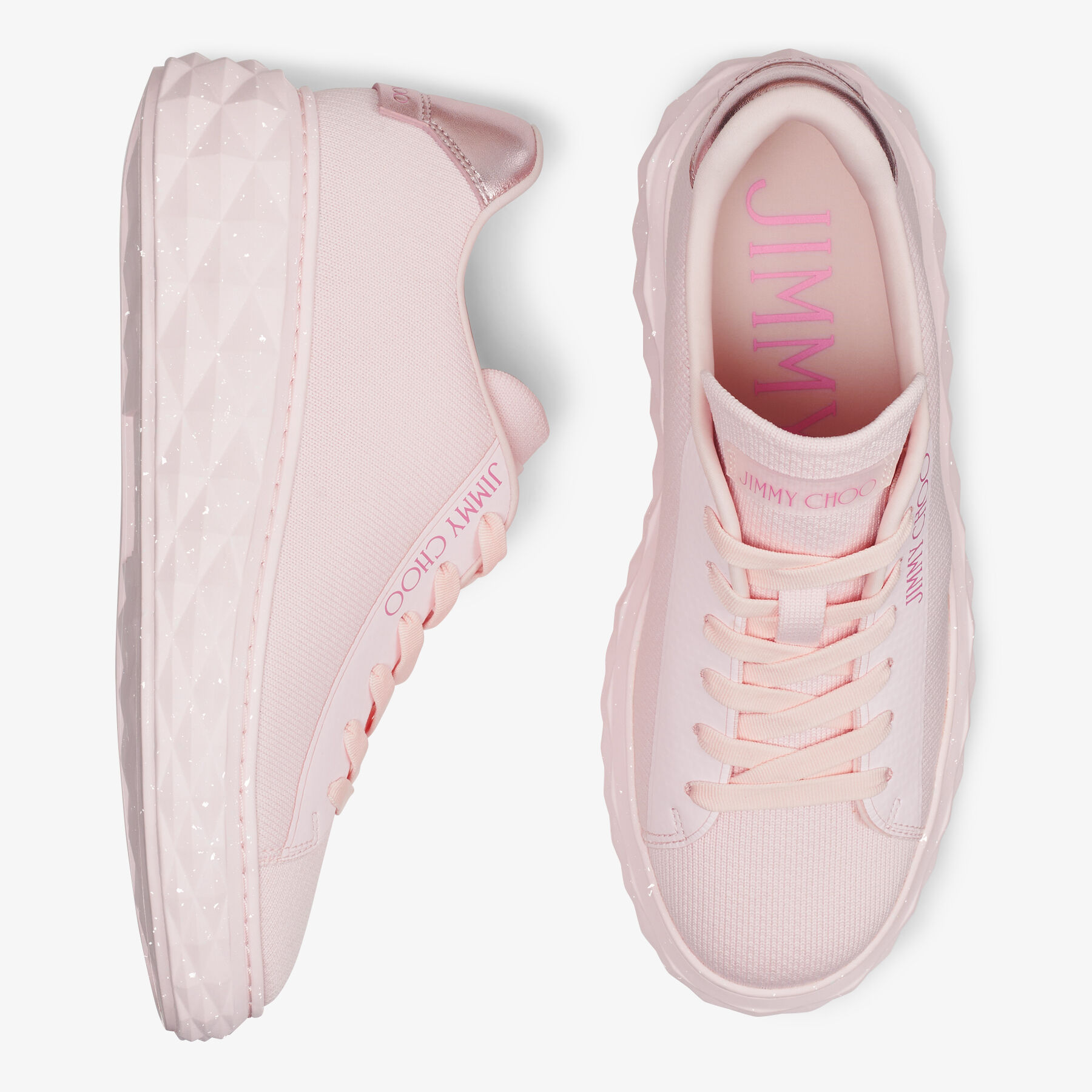 DIAMOND LIGHT MAXI/F | Powder Pink Knit Low-Top Trainers with 