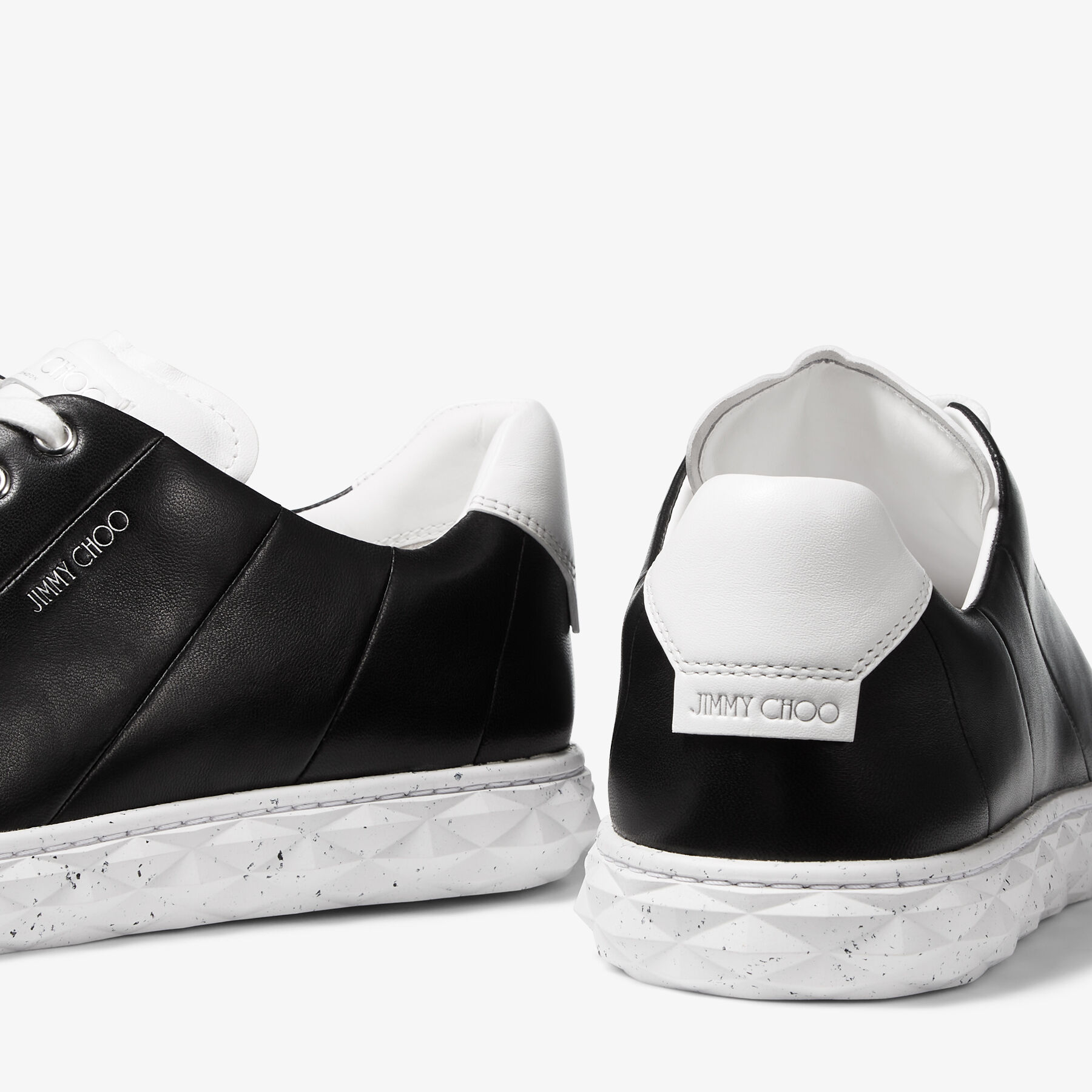 スニーカー JIMMY CHOO DIAMOND LIGHT LEATHER SNEAKERS DIAMOND LIGHT/M | White Nappa Leather Low-Top Trainers with