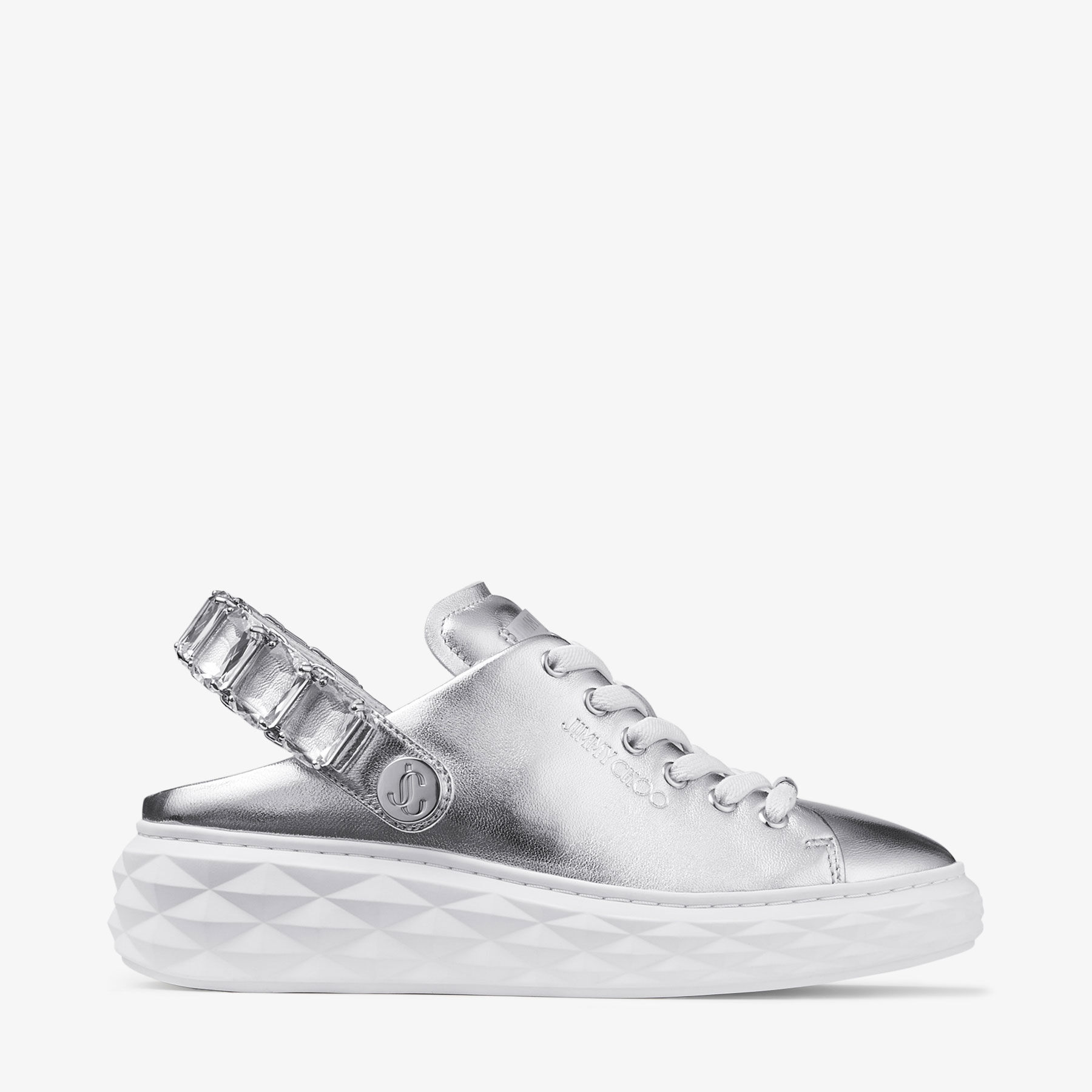 Diamond Sling | Silver Metallic Leather Slipper Trainers Diamond Sling | Silver Metallic Leather Slipper Trainers