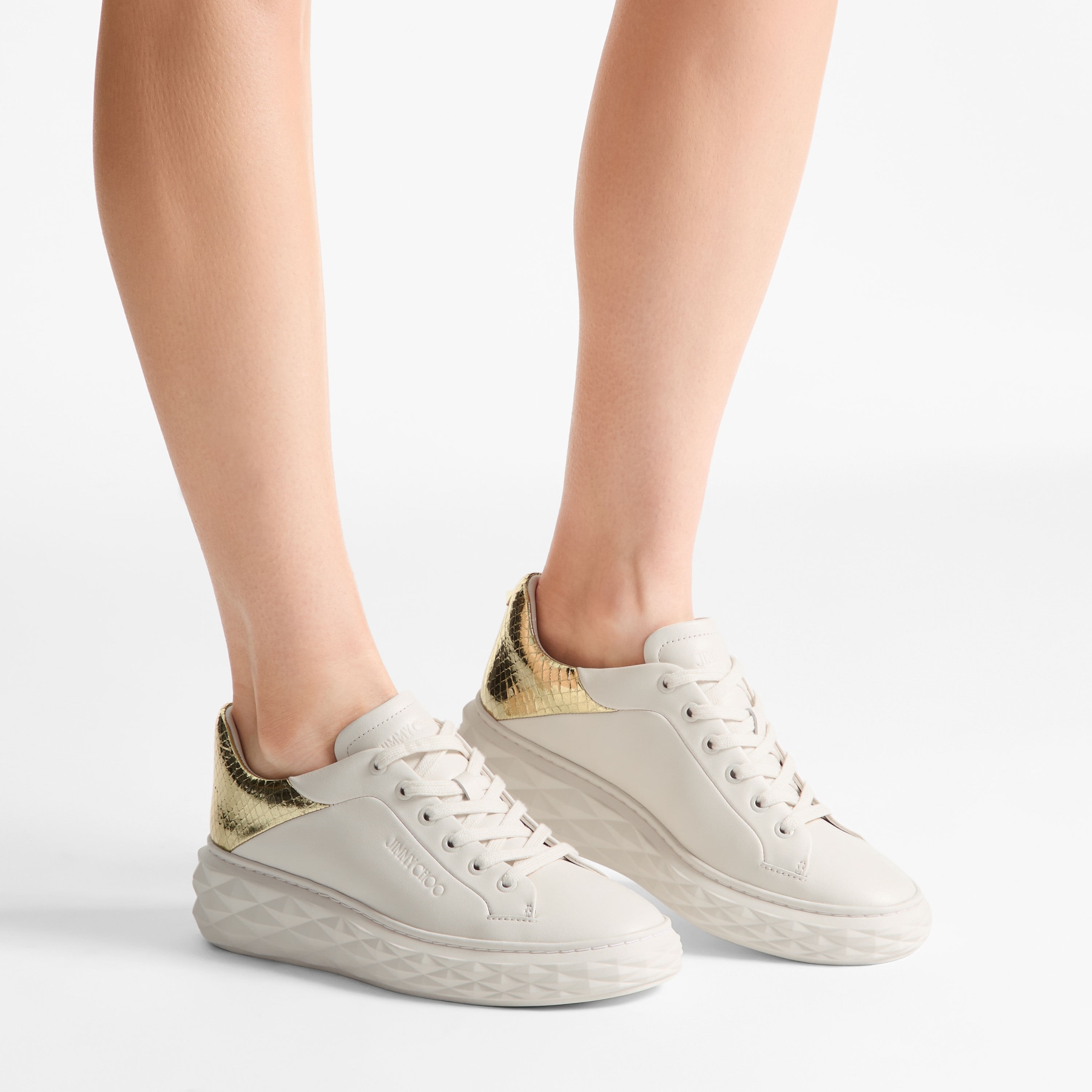 Diamond Maxi F II | Latte Nappa and Candy Wrap Leather Trainers