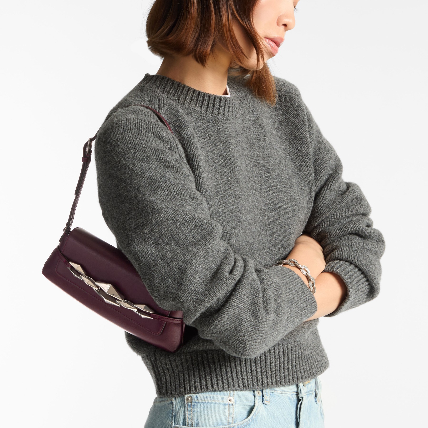 Cinch M | Garnet Leather Handbag| JIMMY CHOO