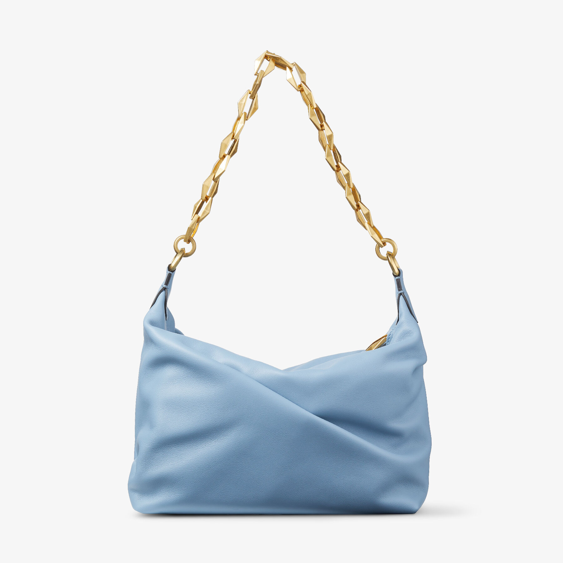 DIAMOND SOFT HOBO/S | Smoky Blue Soft Calf Leather Hobo Bag with 