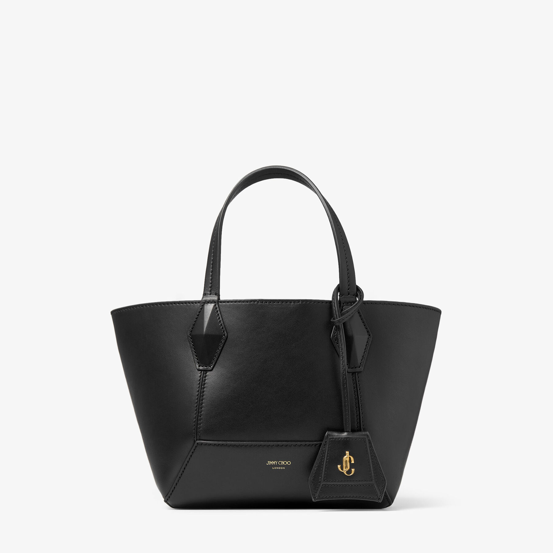 Diamond Tote/S |Black Calf Leather Tote Bag | JIMMY CHOO