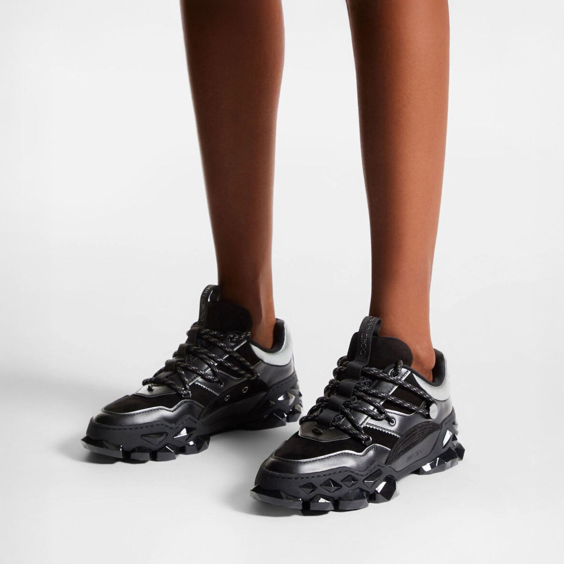 【WEB限定】 Diamond X II/F | Black Leather Trainers | JIMMY CHOO 靴