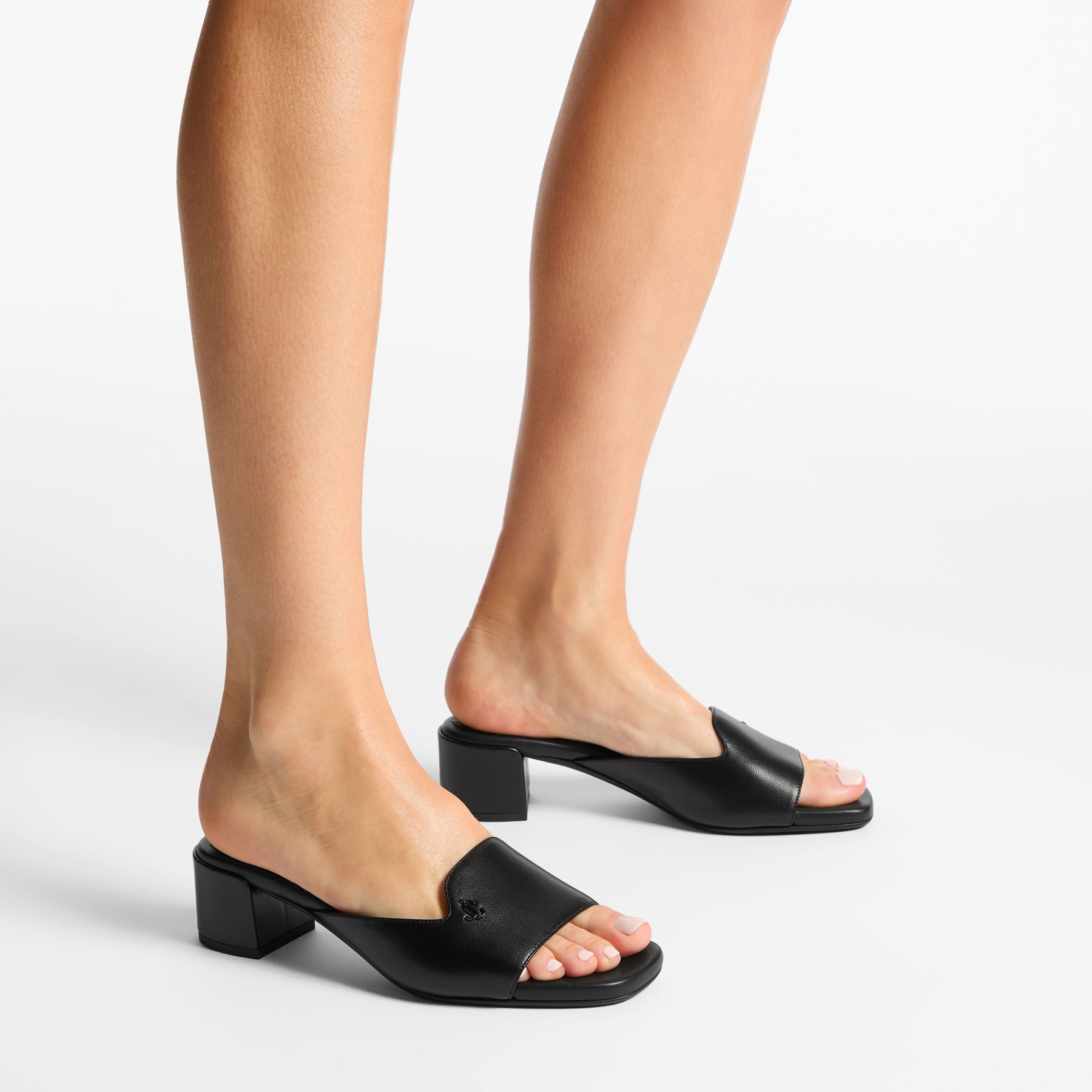 Jimmy Choo ブラック サンダル 39 Dina 45 | Black Leather Mule Sandals | JIMMY CHOO
