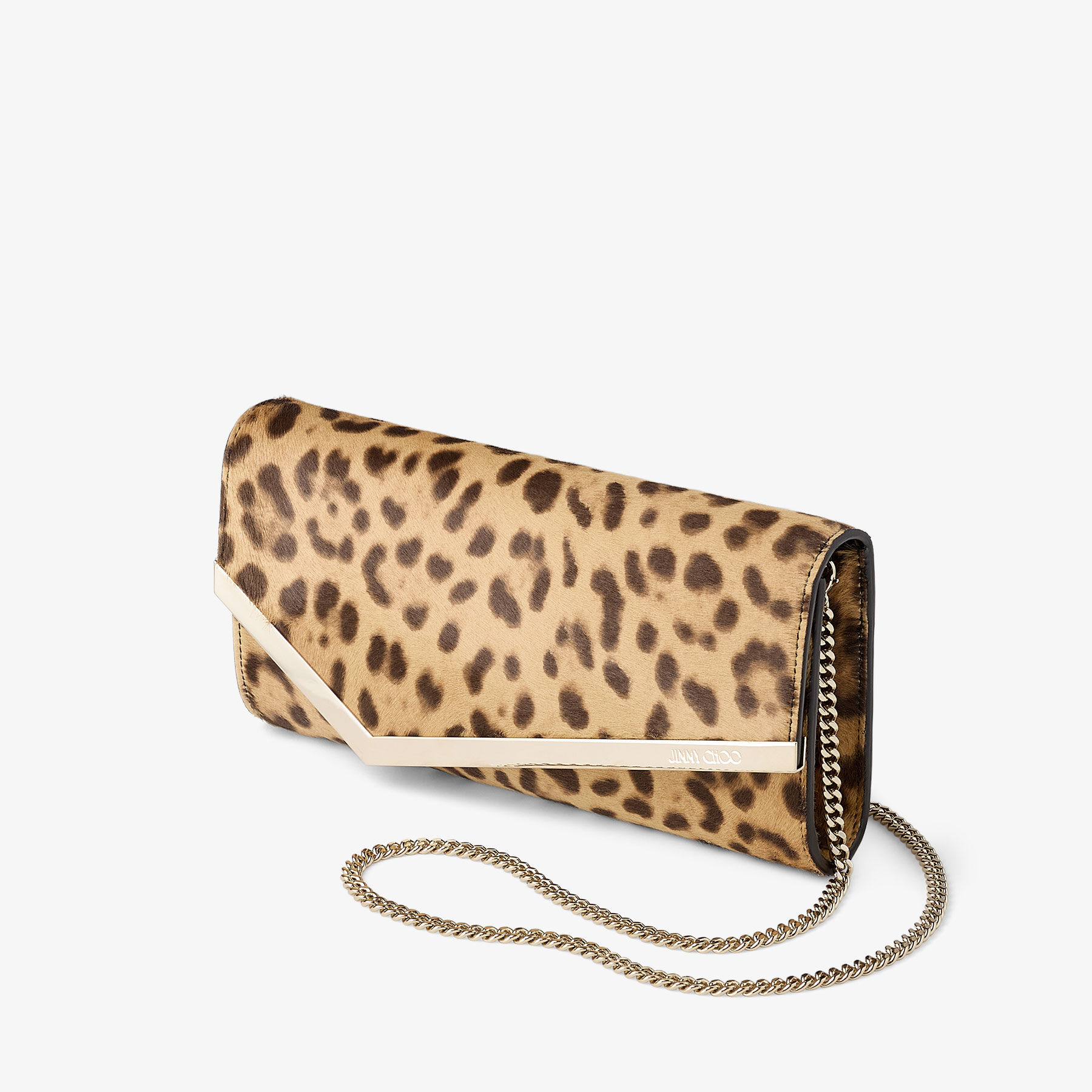Emmie | Natural Leopard Print Pony Clutch Bag | JIMMY CHOO