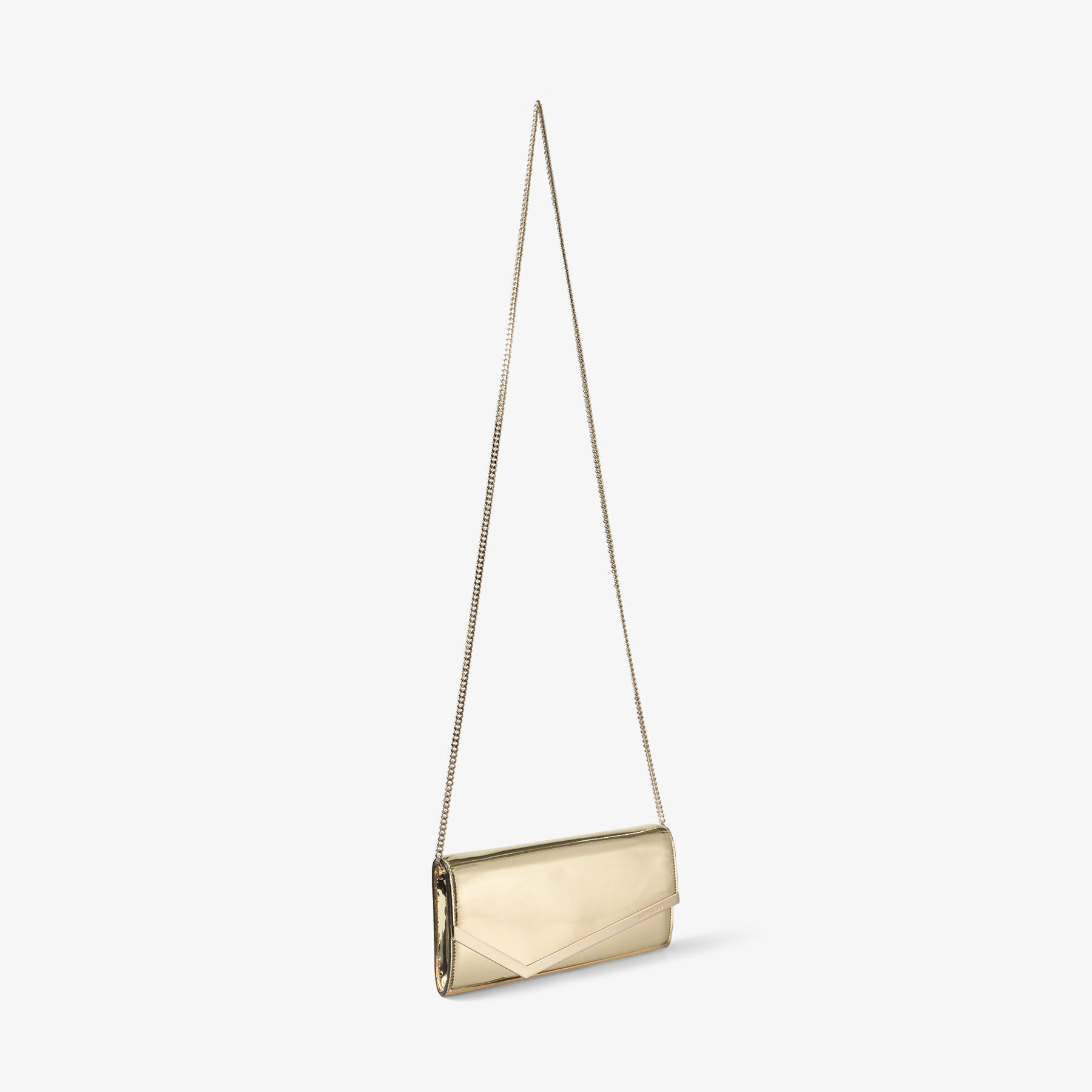 EMMIE | Gold Mirror Fabric Clutch Bag | Summer Collection | JIMMY CHOO