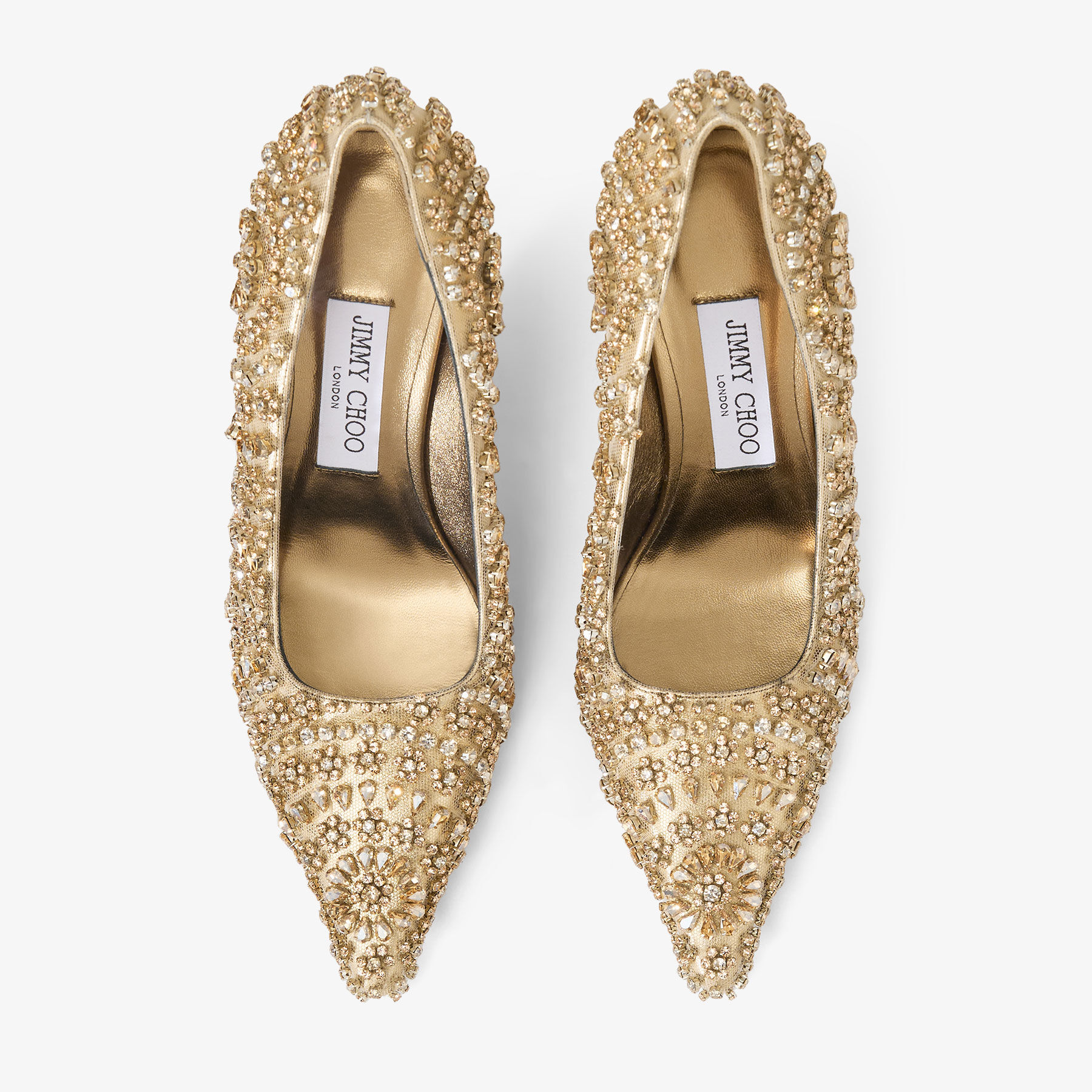 Ixia 80 | Gold Mix Metallic Nappa Leather Pumps with Crystal