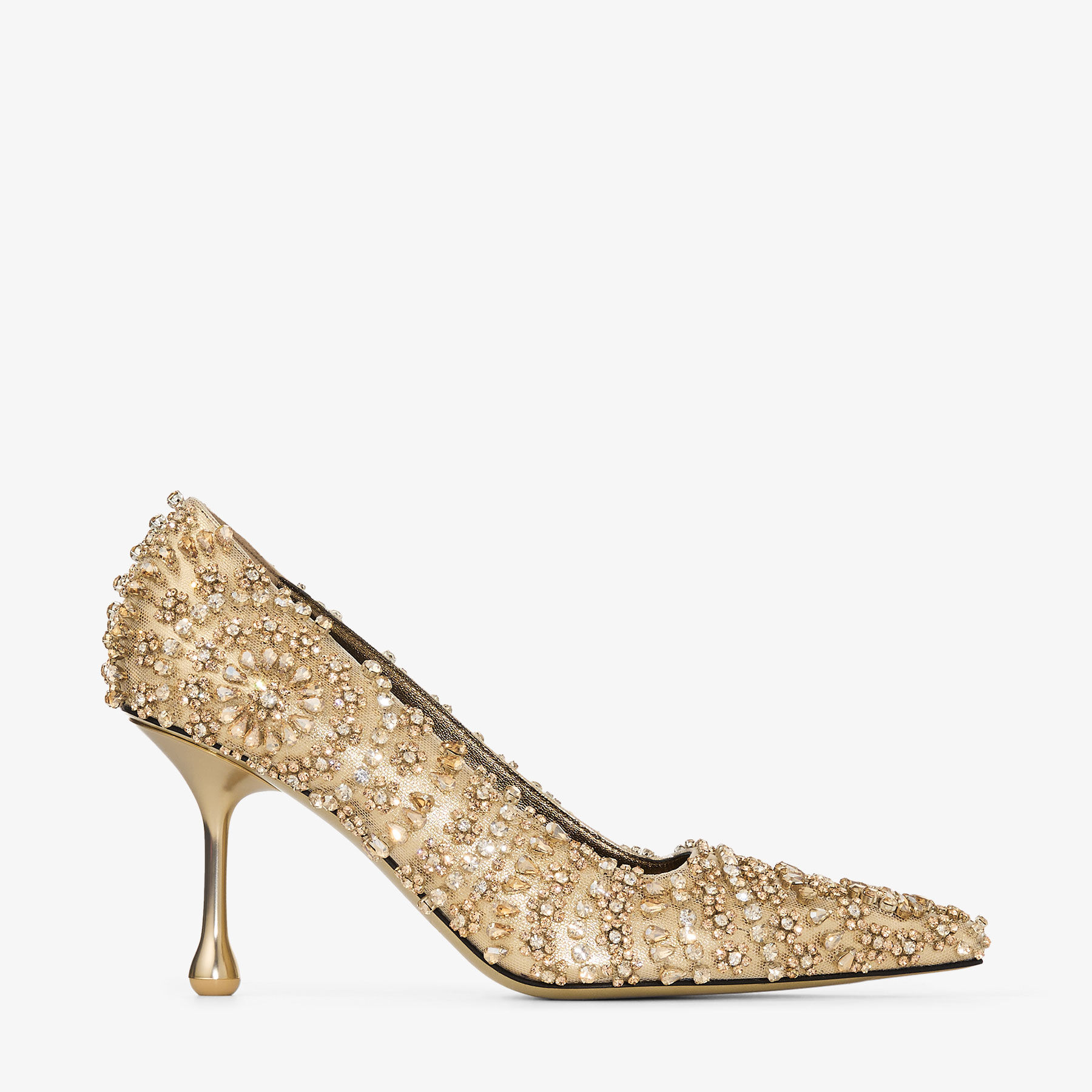 Ixia 80 | Gold Mix Metallic Nappa Leather Pumps with Crystal