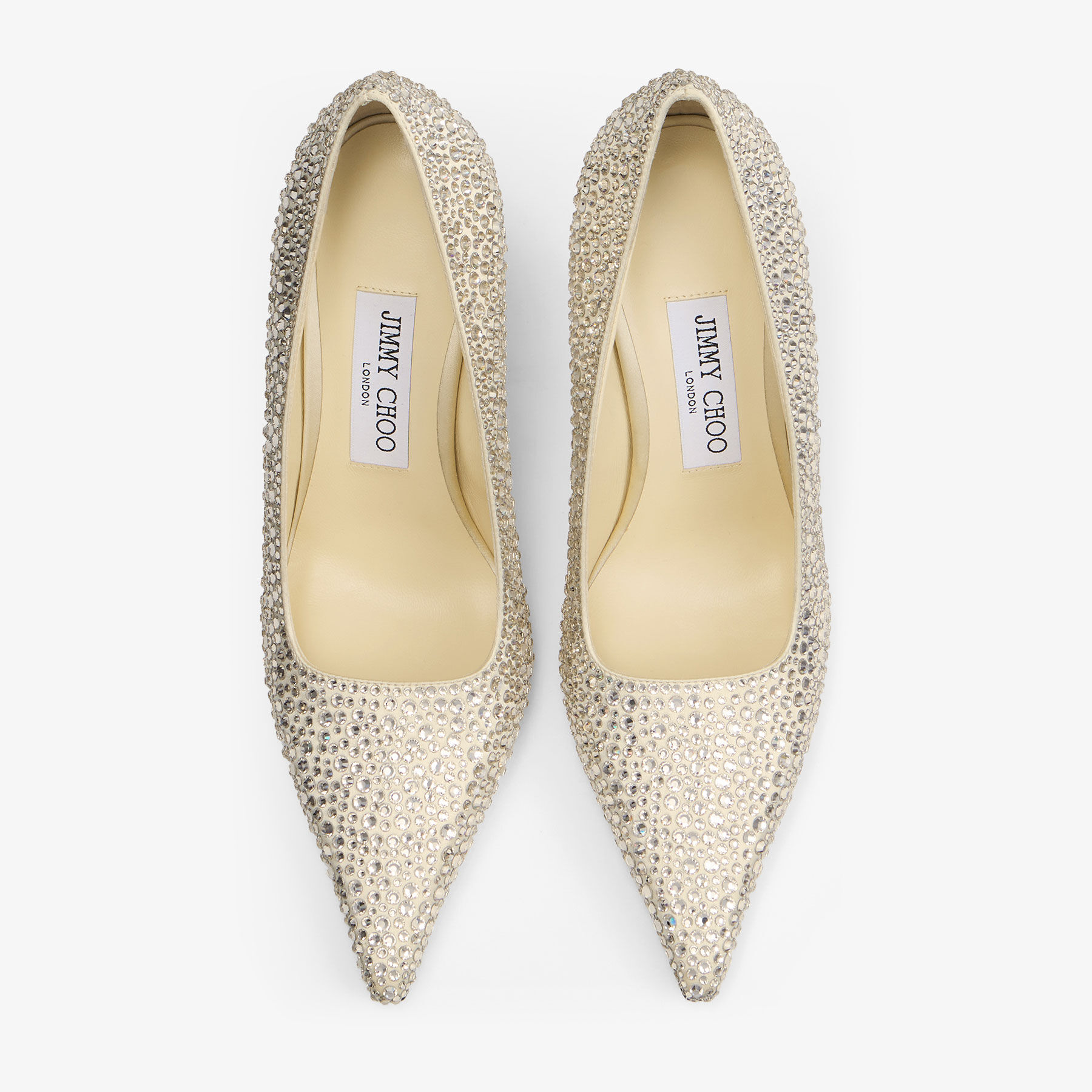 Ixia 95 | Yellow Buttermilk Satin Rhinestones Pumps | JIMMY CHOO