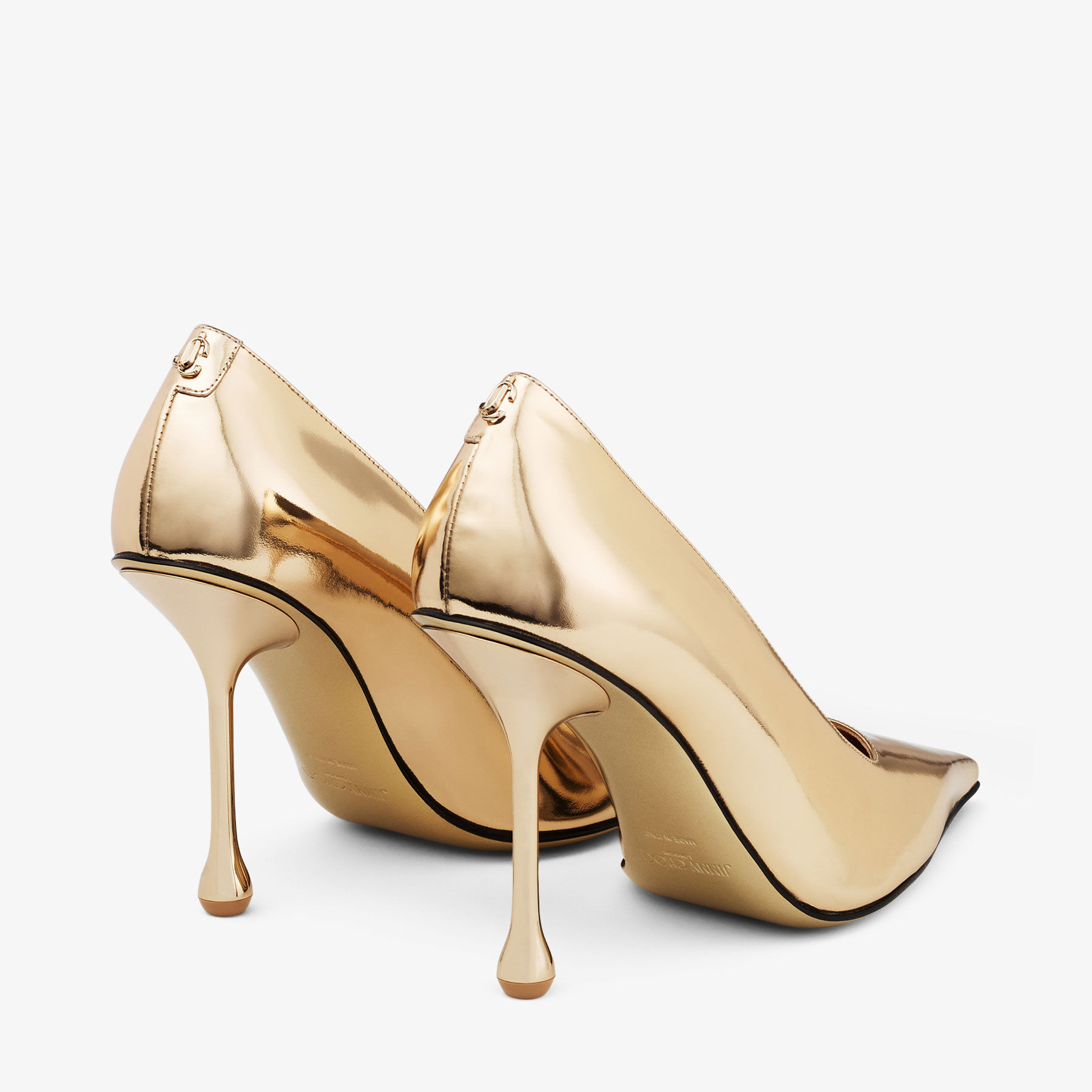 mume Ixia 95 | Gold Liquid Metal Leather Pumps | JIMMY CHOO