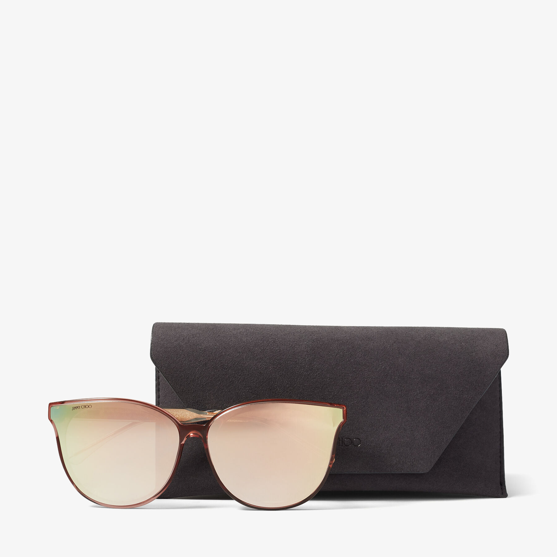 Nude Oval-Frame Sunglasses with Repeat Logo | JAIME/G/SK 67 