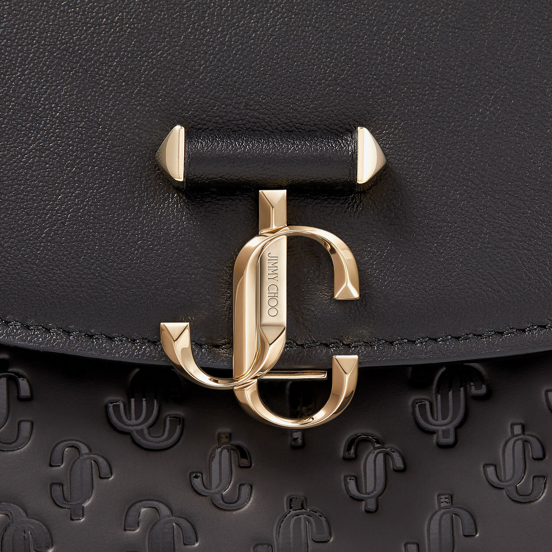 Black JC Monogrammed Leather Pouch with JC Emblem | JC ENVELOPE POUCH ...