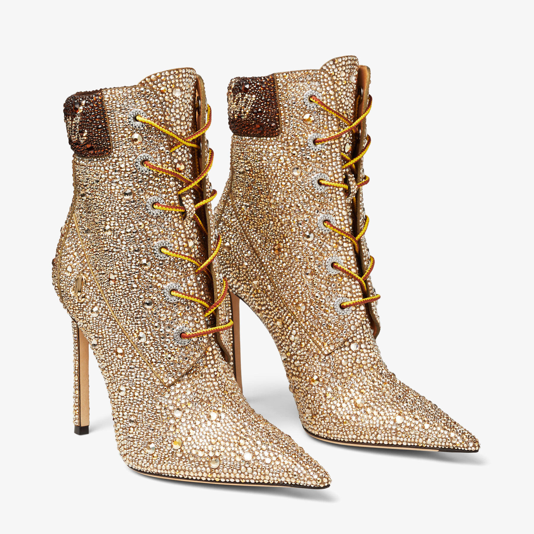 Gold Timberland Shimmer Suede Ankle Boots | JIMMY CHOO US X TIMBERLAND 6 CRYSTAL BOOT | JIMMY CHOO US x Timberland Collection | JIMMY CHOO US