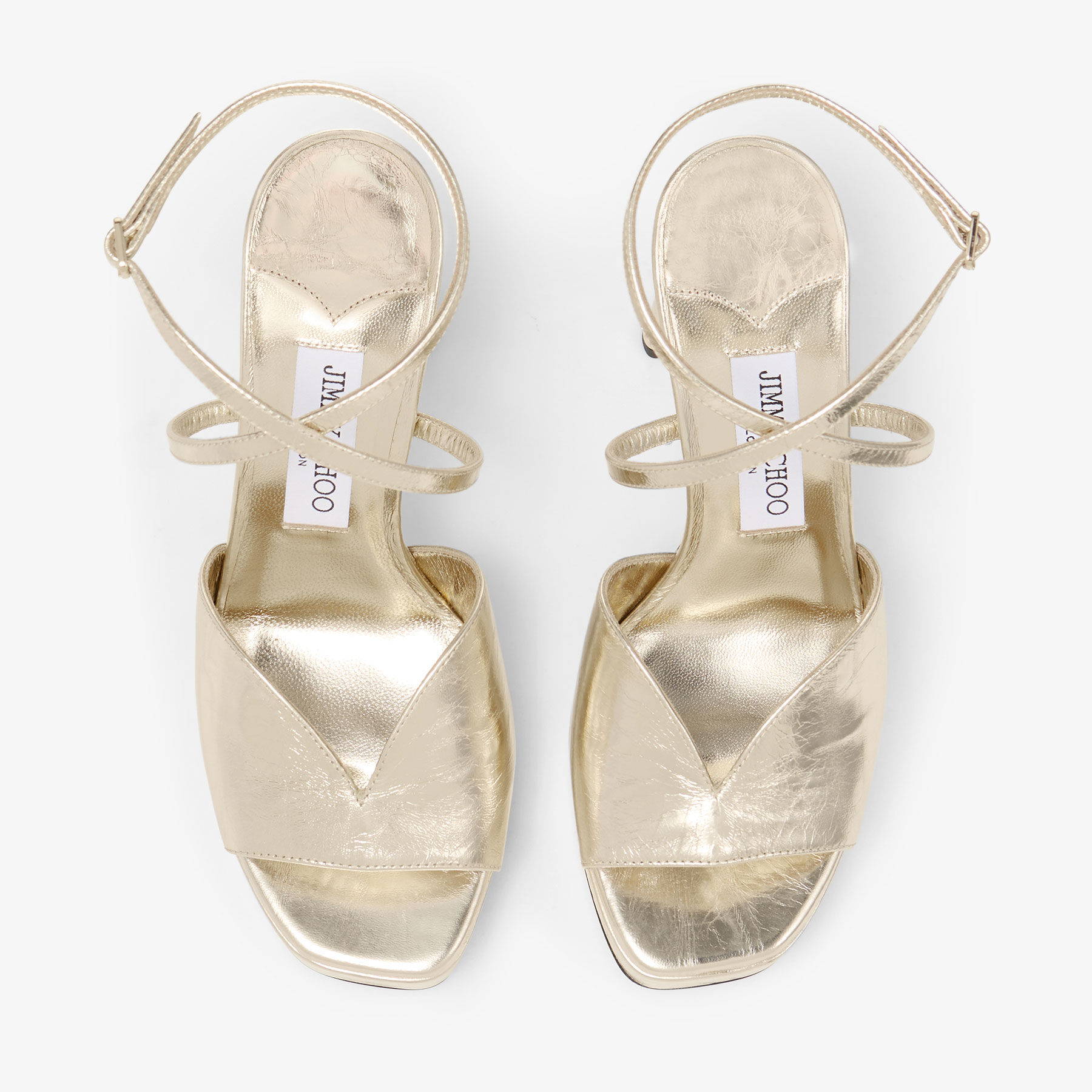 Karli Platform 125 Gold Vintage Metallic Leather Platform Sandals JIMMY CHOO