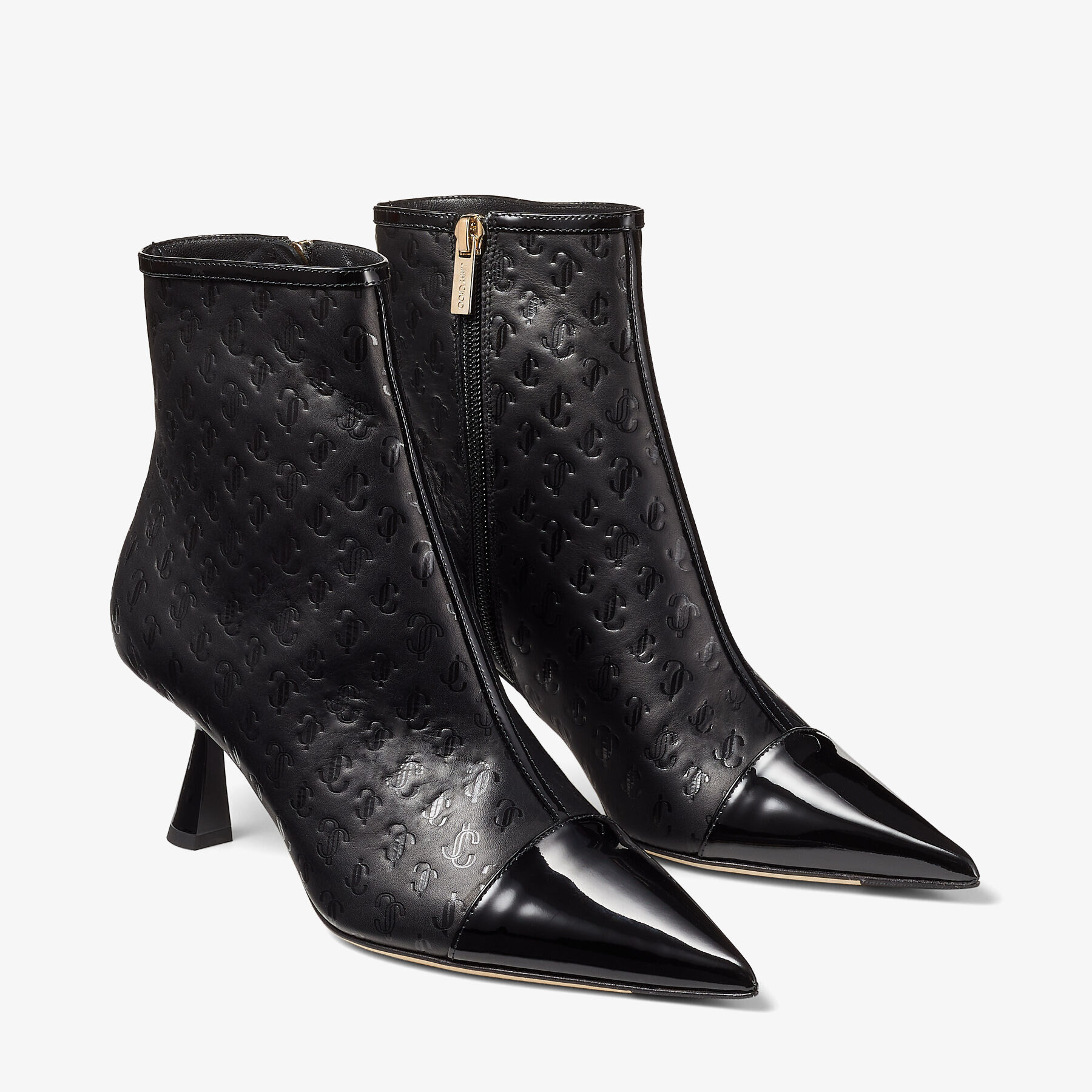 Black Patent and JC Monogram Leather Ankle Boots | KIX/Z 65 