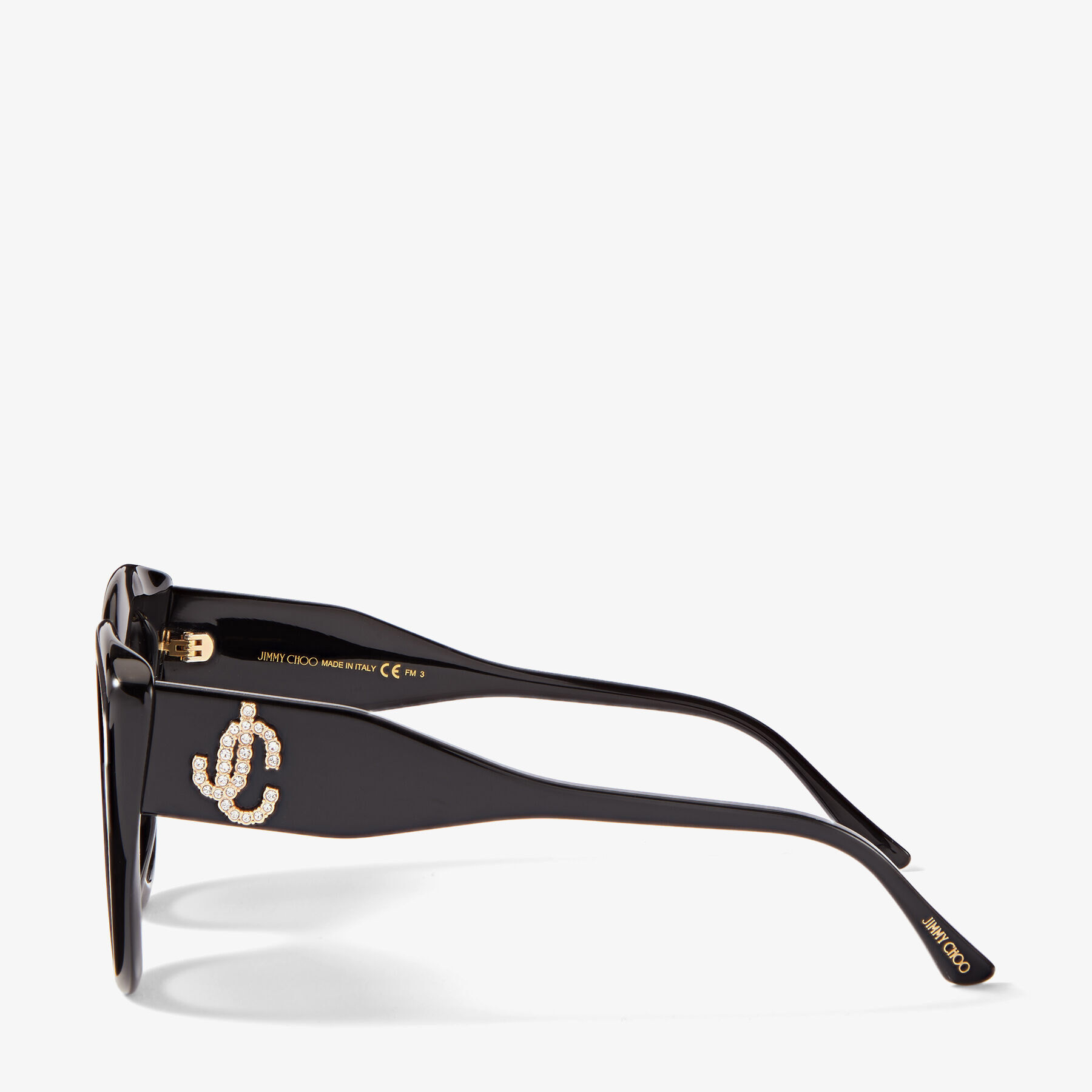 Black Cat-Eye Sunglasses with Crystal-Embellished JC Monogram | LEONE/S ...
