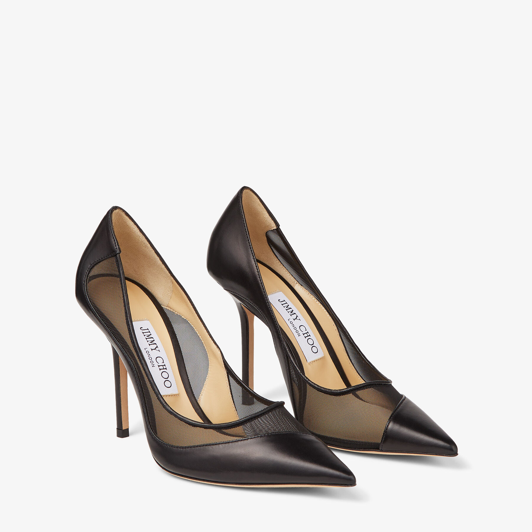 Black Nappa and Mesh Pointed-Toe Pumps | LOVE 100 | Autumn 2022 ...