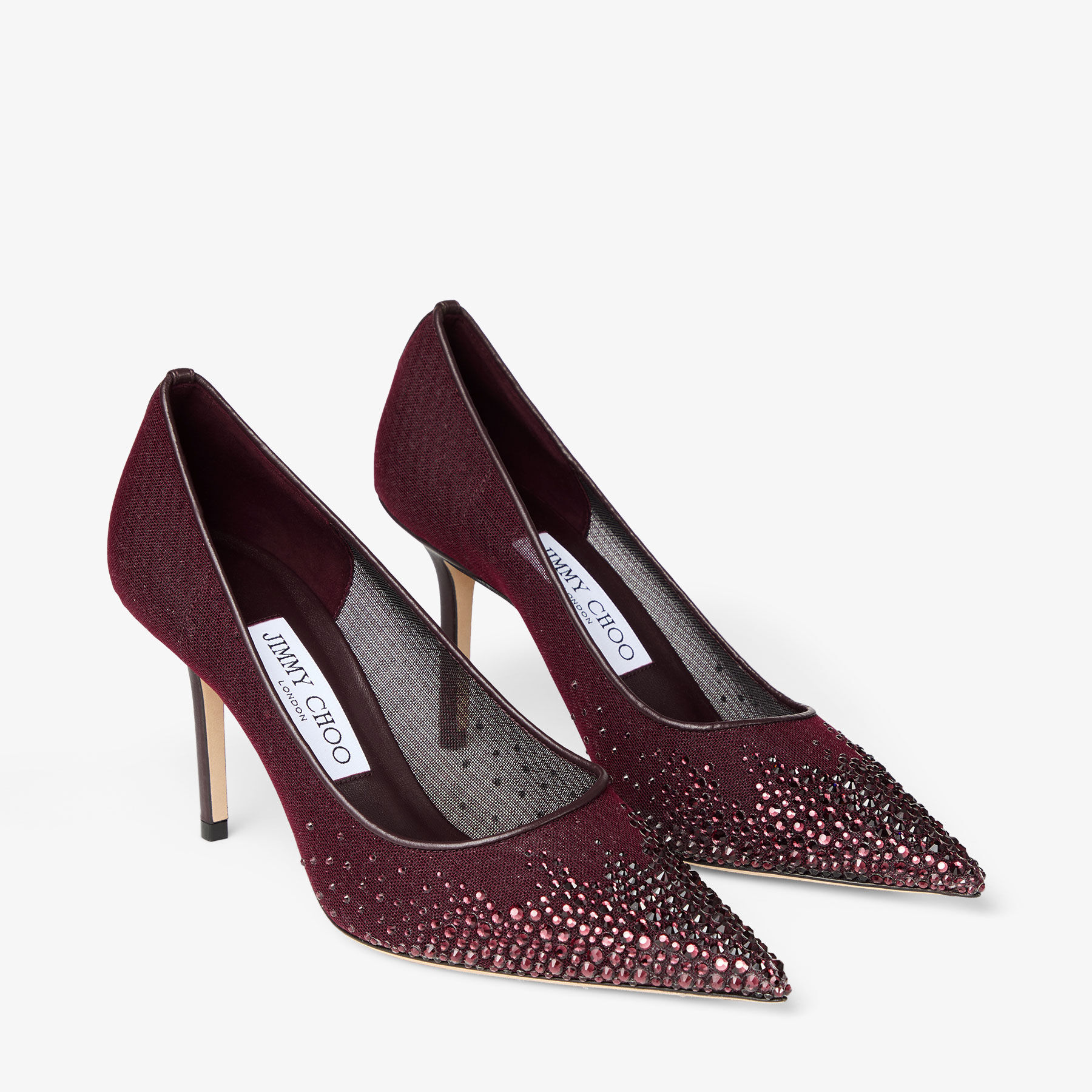 Love 85 | Deep Merlot Mesh Pumps with Galaxy Crystal | JIMMY CHOO